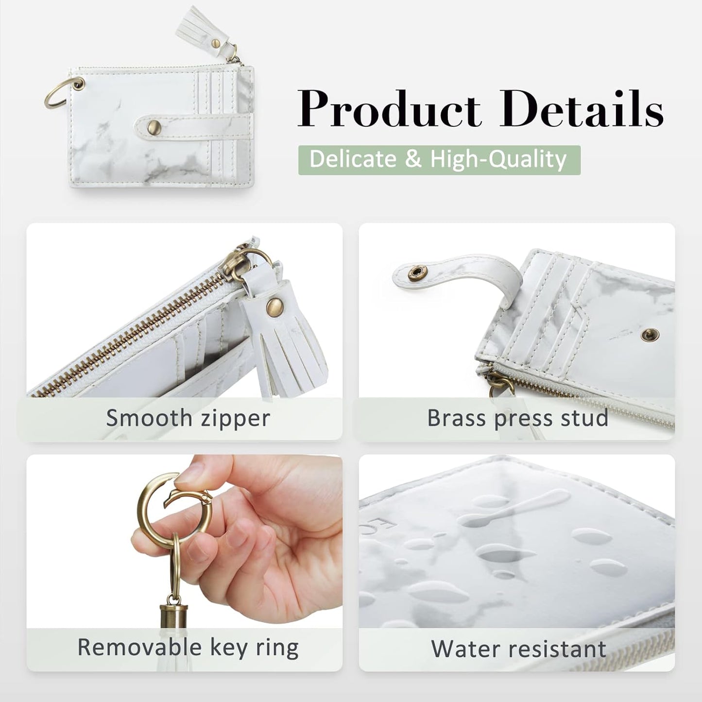 ECOSUSI Wristlet Keychain Key Ring Wallet Bracelets Card Holder Purse with Tassel