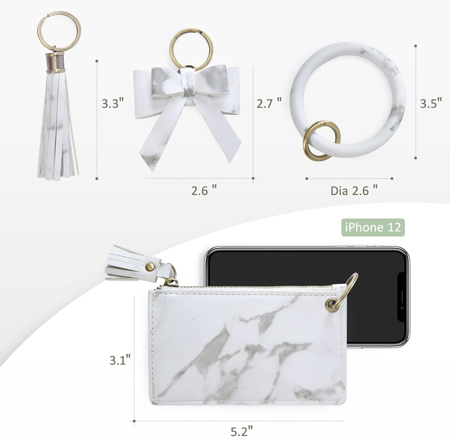 ECOSUSI Wristlet Keychain Key Ring Wallet Bracelets Card Holder Purse with Tassel