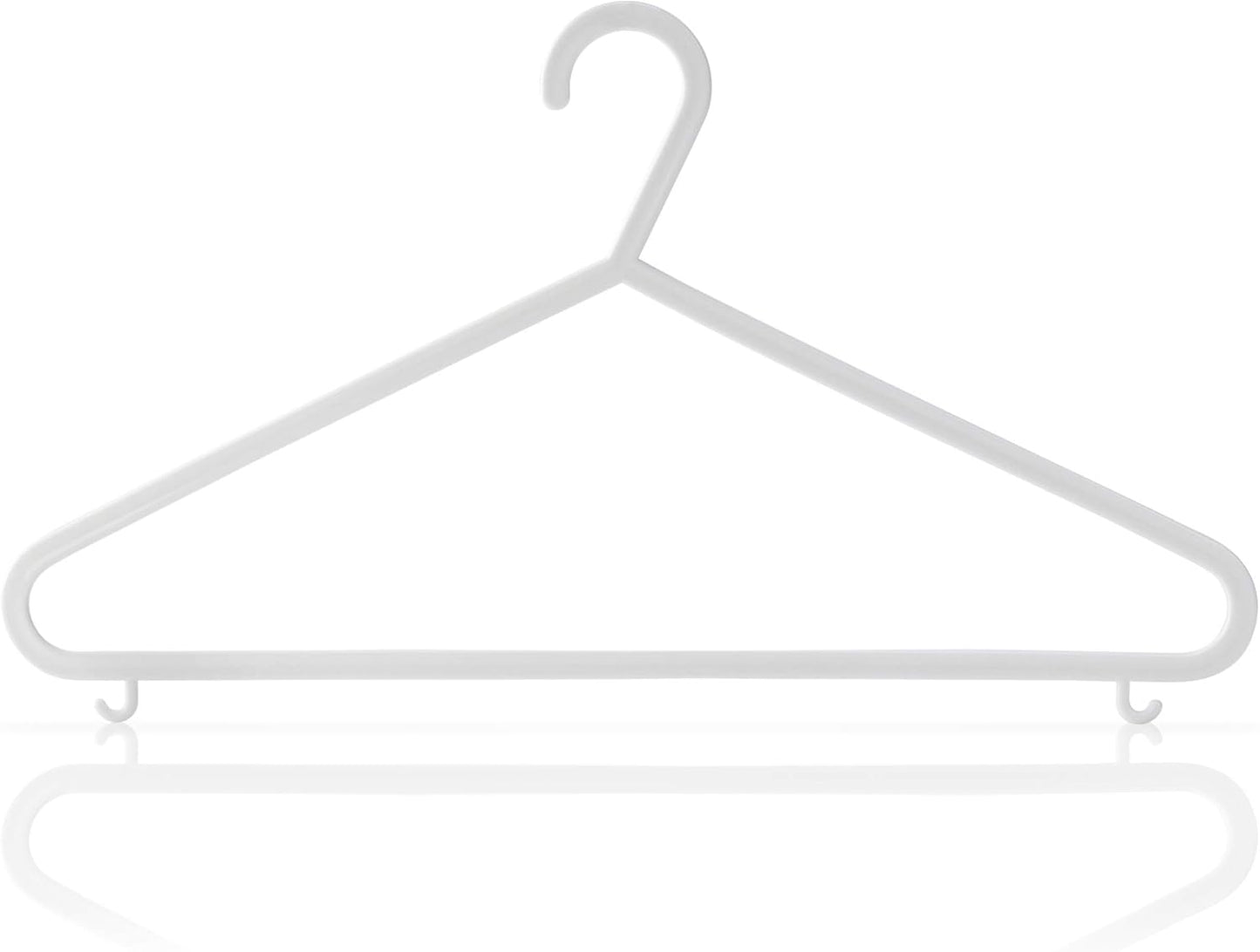 HANGERWORLD White Plastic Hangers 10 Pack - 14inch No Shoulder Bump, Slim Space-Saving Hanger