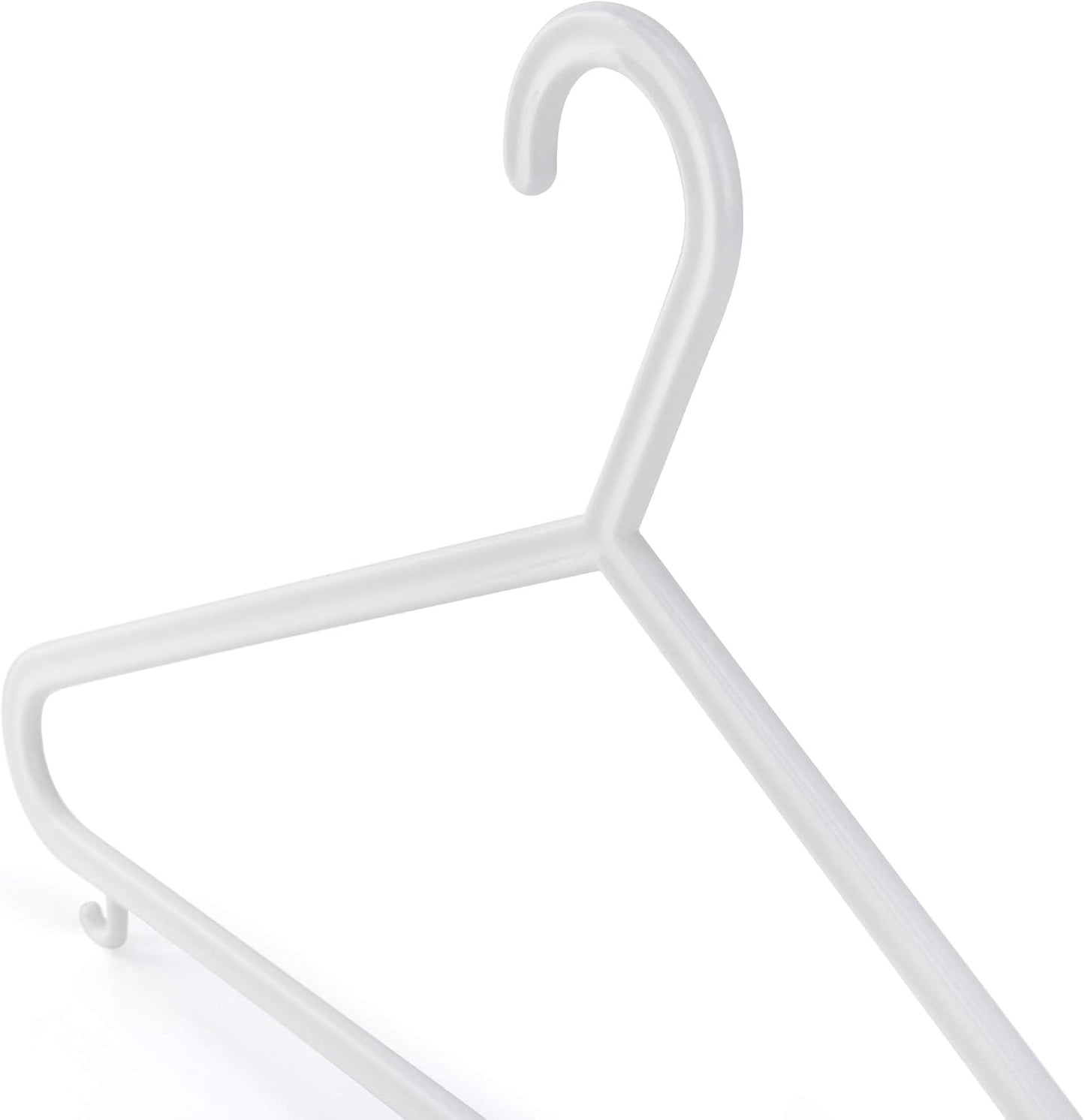 HANGERWORLD White Plastic Hangers 10 Pack - 14inch No Shoulder Bump, Slim Space-Saving Hanger