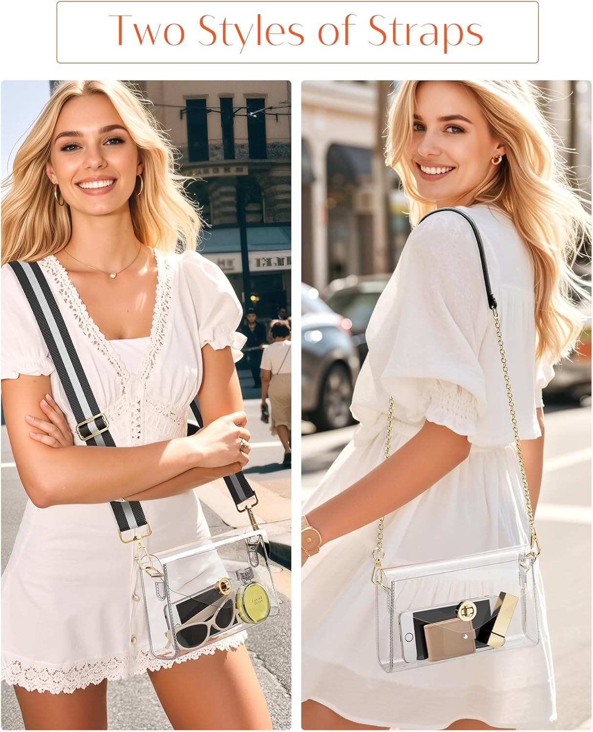 Clear Purse for Women, Clear Bag for Stadium Events, Crossbody Bag Stadium Approved for Sports Concerts Outfits