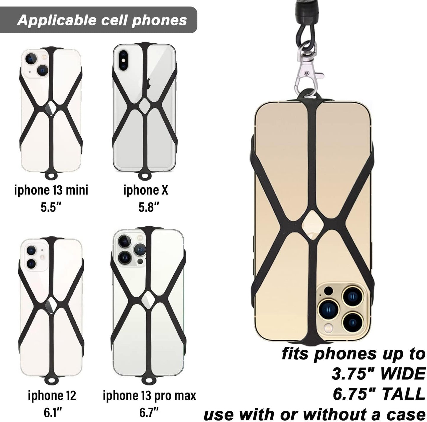 2 Pcs Phone Lanyard Strap with Carabiner – Drop-Prevention Accessory for Outdoor Activities like Ski, Hike, Bike, Fish & Climb – Compatible with Most Smartphones