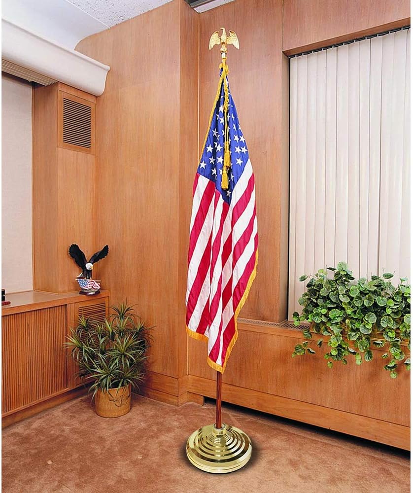 HOOSUN Base Stand for Flag Indoor Outdoor,Flag Pole Floor Stand Base Hold Flagpole Indoor Gold Banner Holder for 1.3'',1.1''And 0.9'' Diameter Flagpole