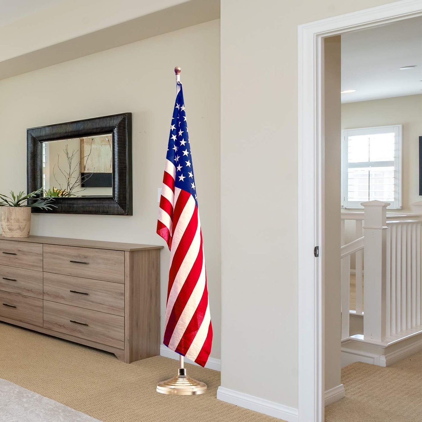 HOOSUN Base Stand for Flag Indoor Outdoor,Flag Pole Floor Stand Base Hold Flagpole Indoor Gold Banner Holder for 1.3'',1.1''And 0.9'' Diameter Flagpole