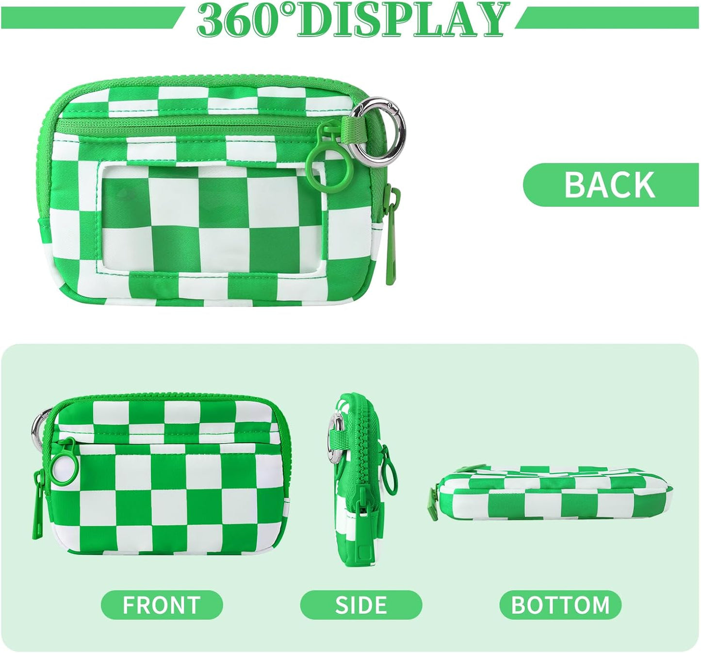 The Iris' Wallet Wristlet Pouch 2nd Gen for Women/Men,Iris Carry All Wallet Zip Card Case with ID Window,Portable Change Coin Purse,Waterproof Nylon Keychain Purse for Travel Daily(Green)