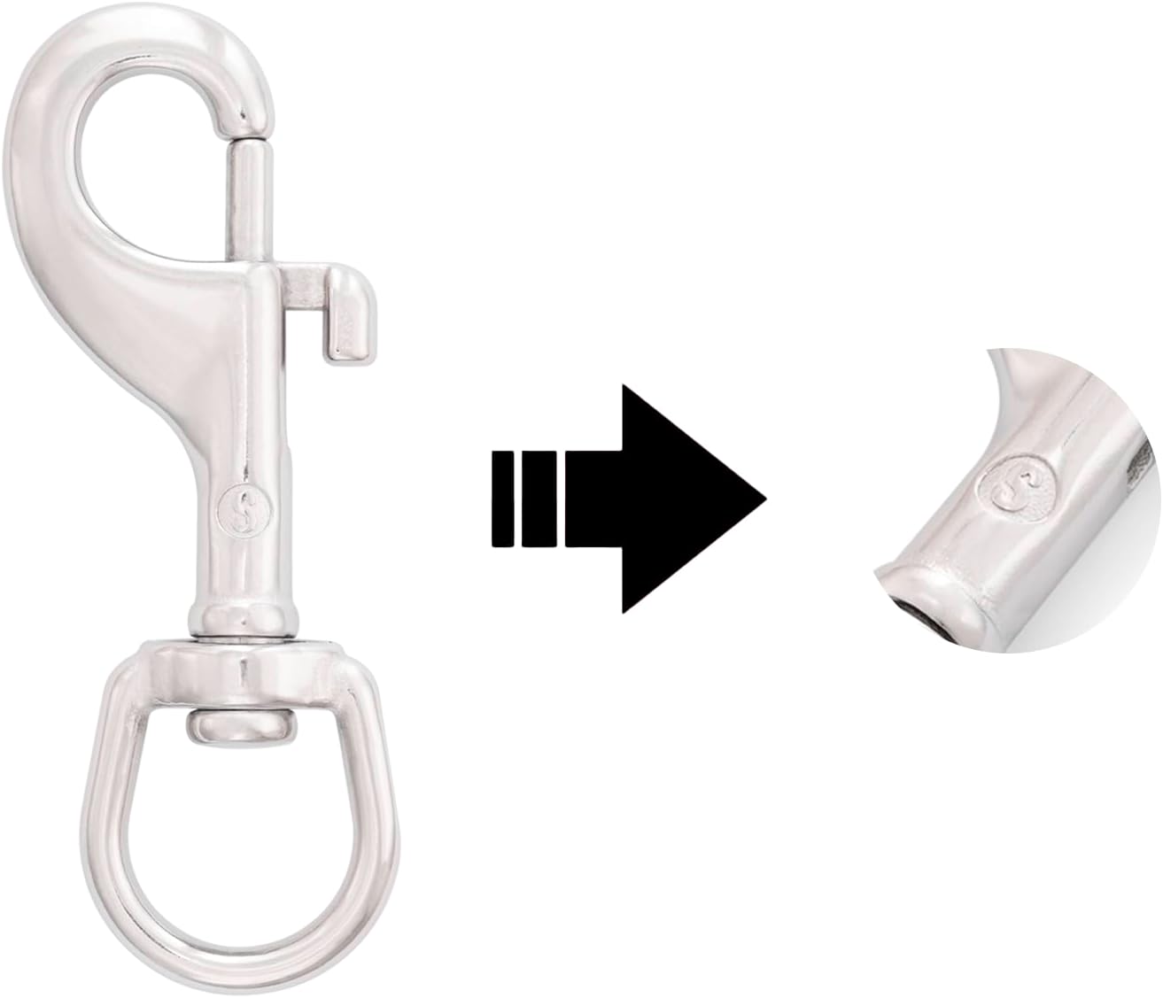 SHONAN 3.5 Inch Swivel Eye Snap Hook, 2 Pack Marine Grade Scuba Bolt Snap, Single Ended Stainless Steel Flag Clips Swivel Snaps for Scuba Diving, Flag Pole Rope, Dog Leash, Camera Strap