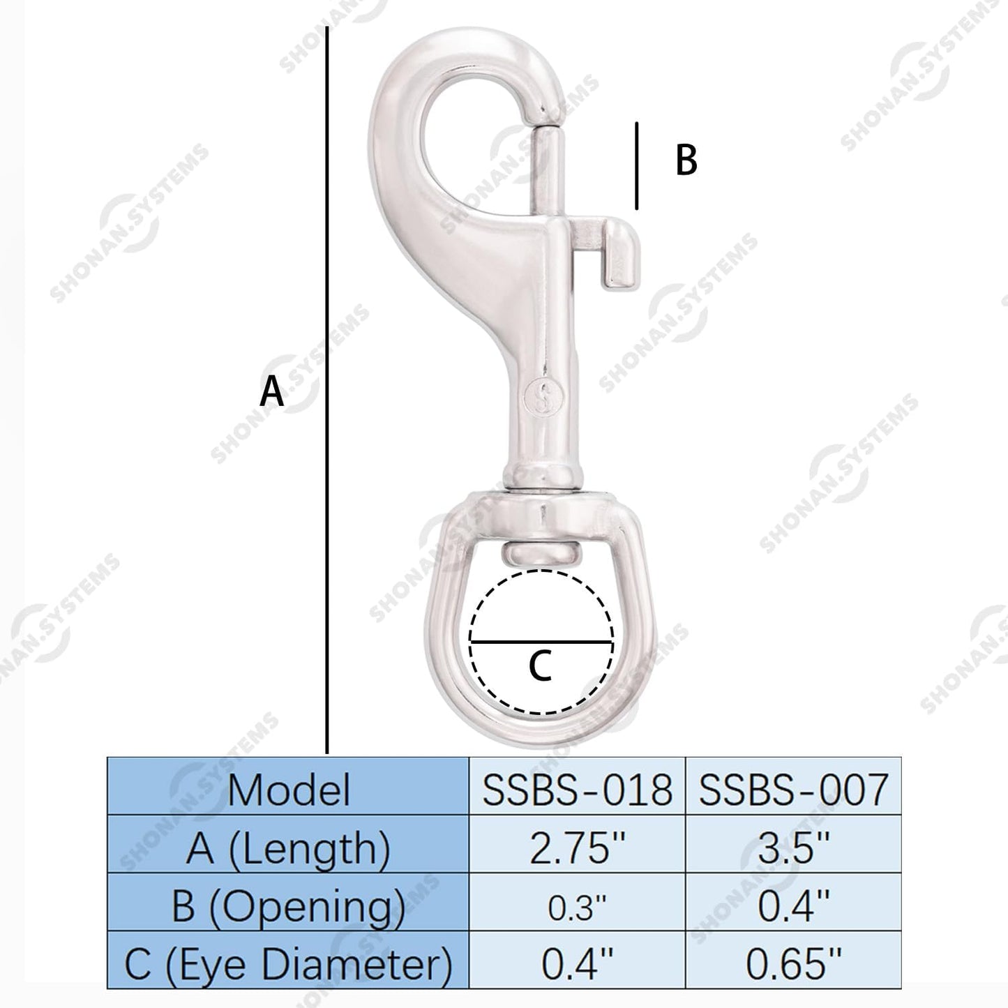 SHONAN 3.5 Inch Swivel Eye Snap Hook, 2 Pack Marine Grade Scuba Bolt Snap, Single Ended Stainless Steel Flag Clips Swivel Snaps for Scuba Diving, Flag Pole Rope, Dog Leash, Camera Strap