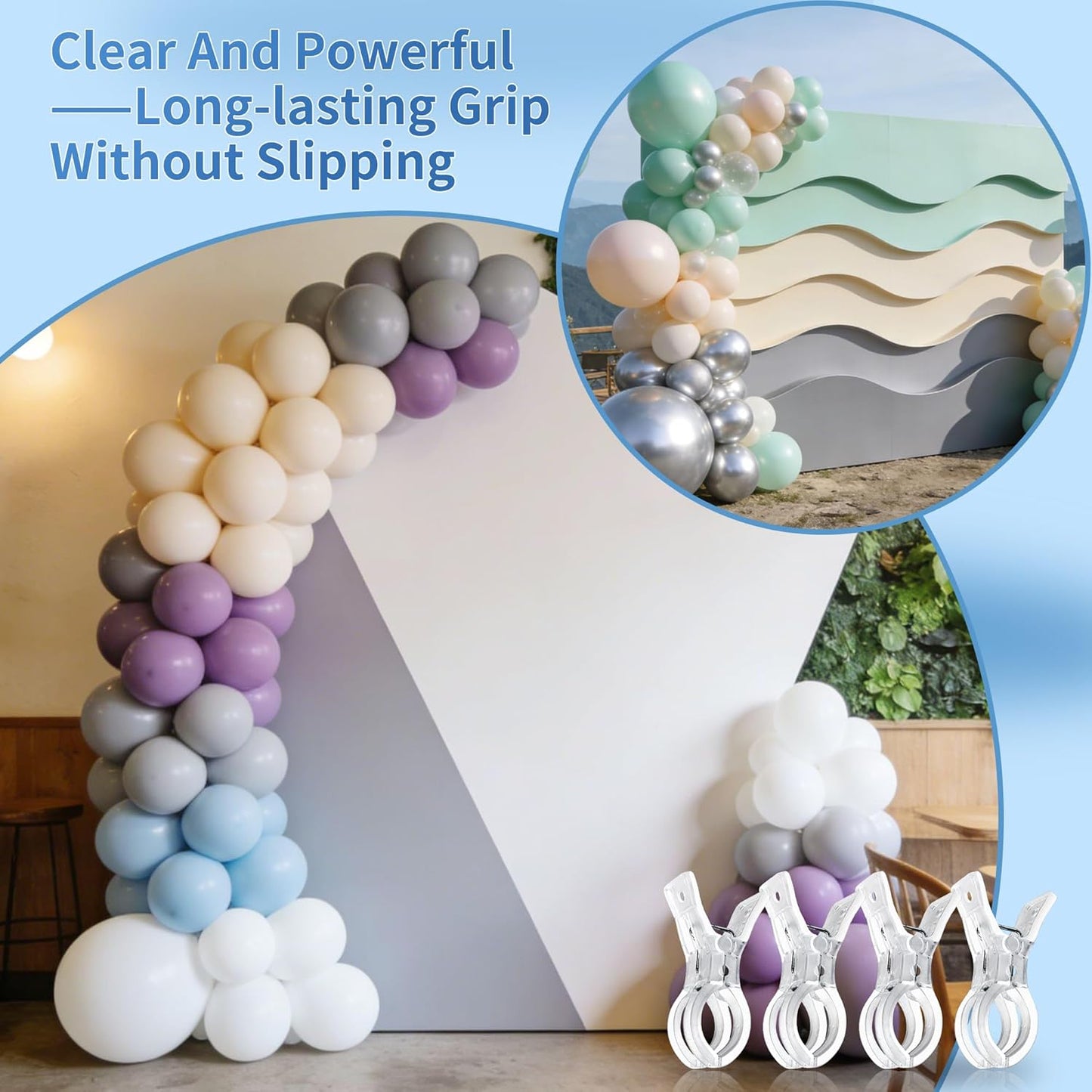 20 Pack Balloon Arch Clips for Backdrop | Plastic Transparent Spring Clamps | 3.5 Inch Heavy Duty Clip for Backdrop Stand | Birthday Wedding Decoration | Photography Studio | Crafts | Clothing
