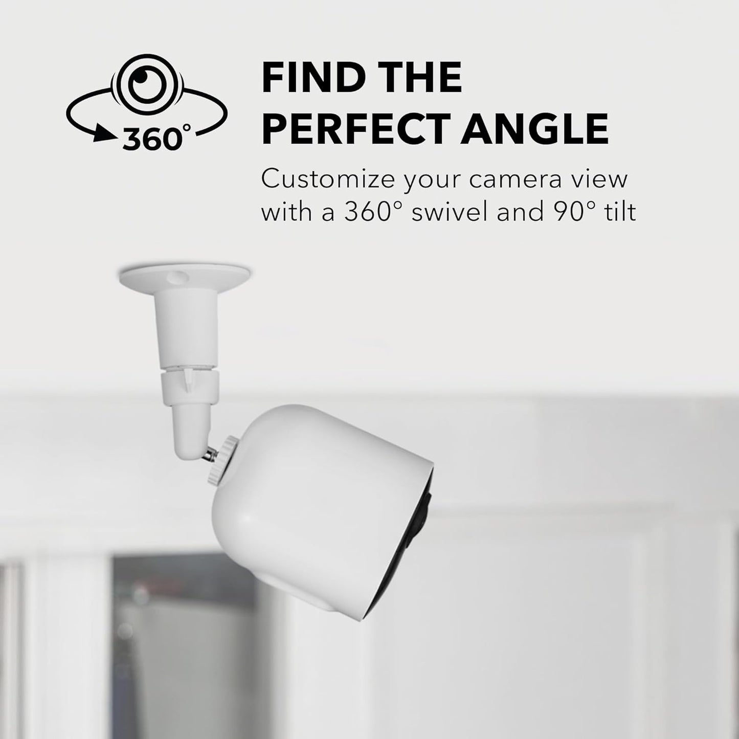 Adjustable Metal Wall Mount for Arlo Essential 3rd Gen/2nd/1st/Go 2/Arlo Pro (6th Gen)/Pro 5S 2K/Pro/4/3/Ultra (3rd Gen)/Ultra 2/Ultra & Ring Stick Up Cam (Battery/Plug-In) (2-Pack, White)