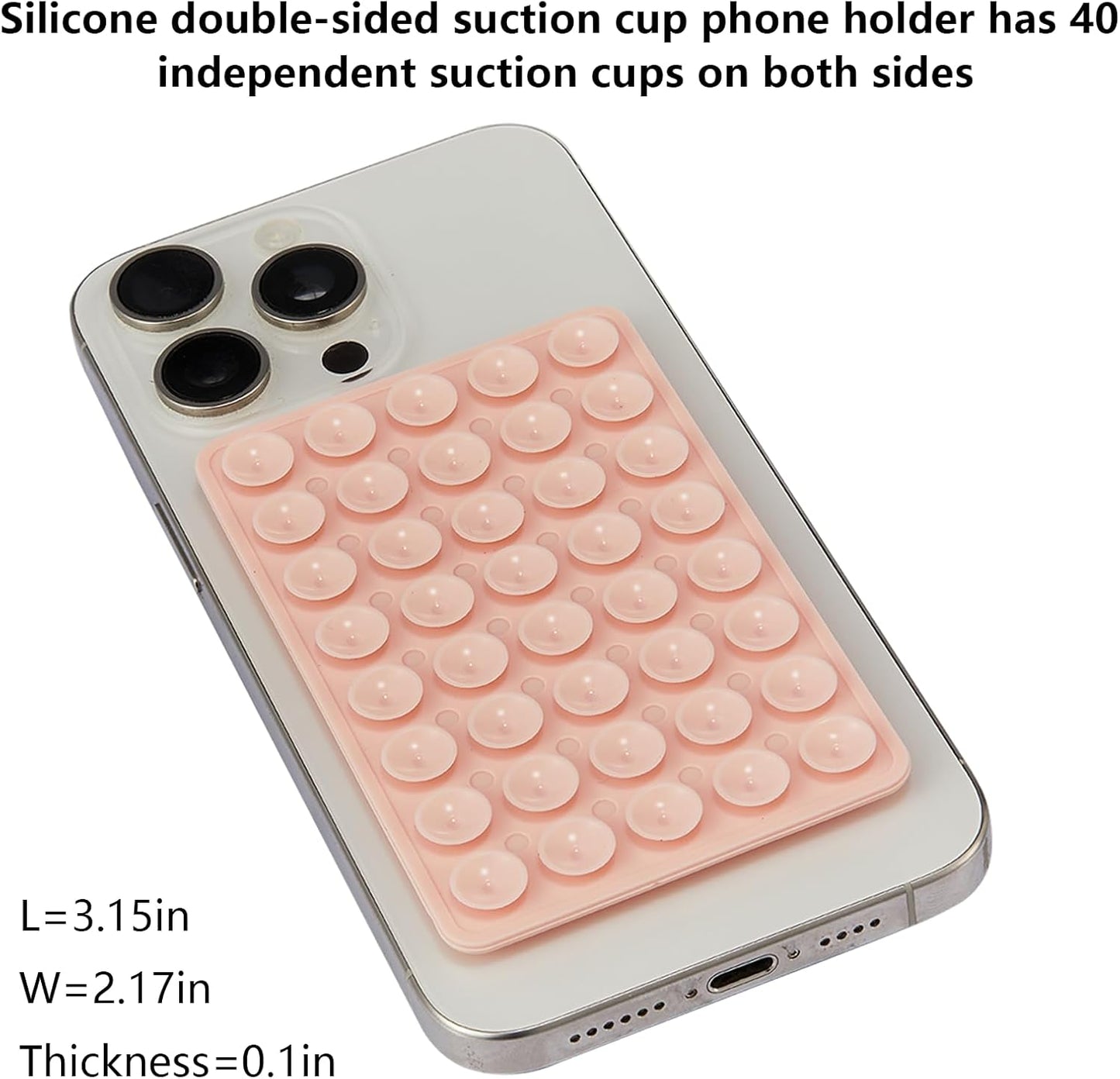 3 Pack Silicone Sticky Grip Holder for Cellphone, Suction Cup Phone Mount Hands-Free Double Sided Strong Selfie & Videos, Pink/Black/Transparent