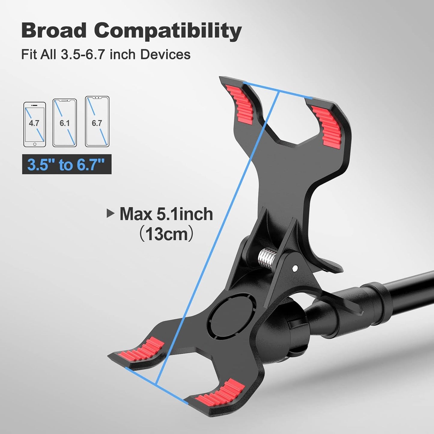 Gooseneck Cell Phone Holder, Universal 360 Flexible Phone Stand Lazy Bracket Mount Long Arms Clamp for Phone 13 Pro Xs Max XR X 8 7 6 6s Plus and Other 3.5~6.7'' Device (Black）