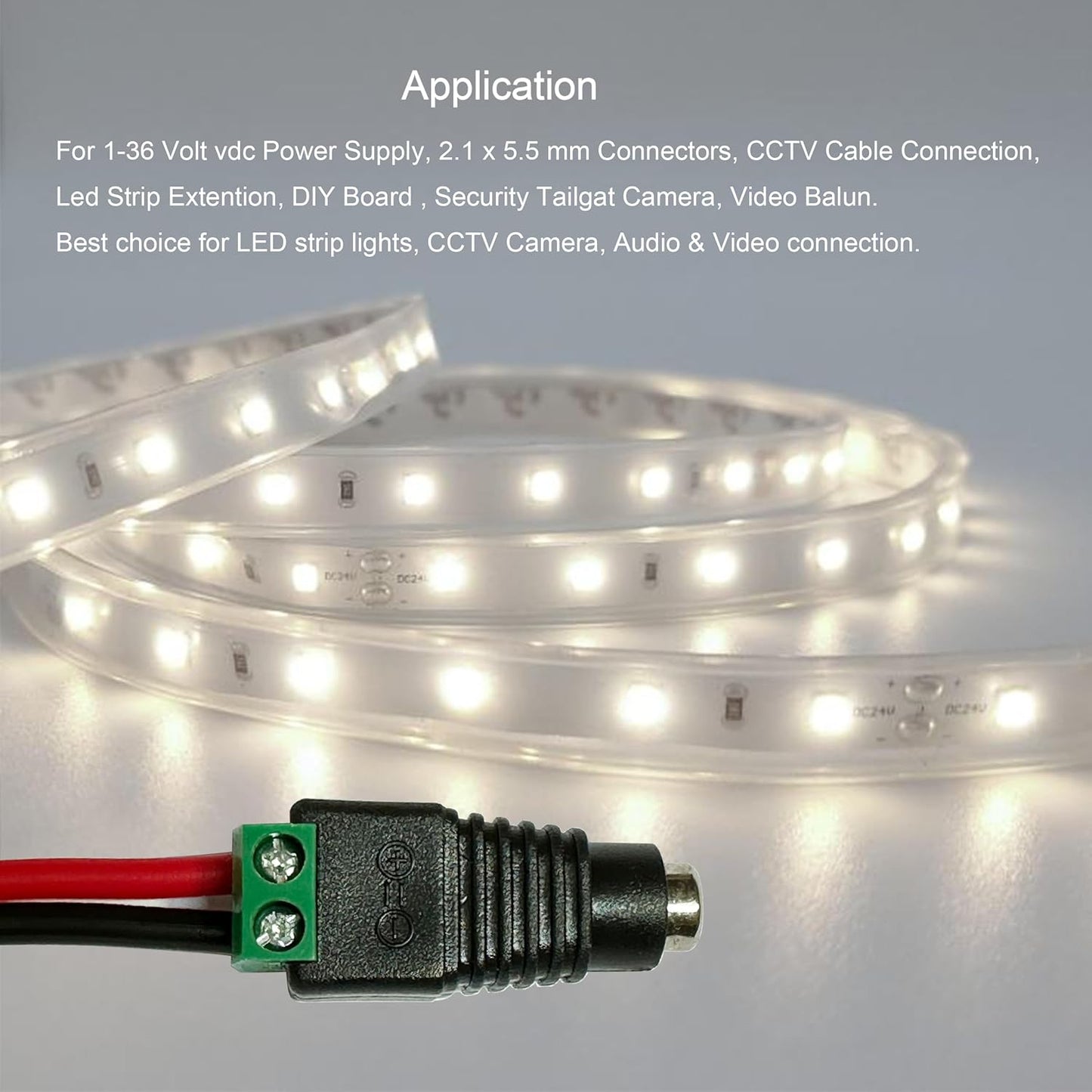 10 Pairs 12V Male+Female 2.1x5.5MM DC Power Jack Plug Adapter Barrel Connector for CCTV Security Camera Led Strip