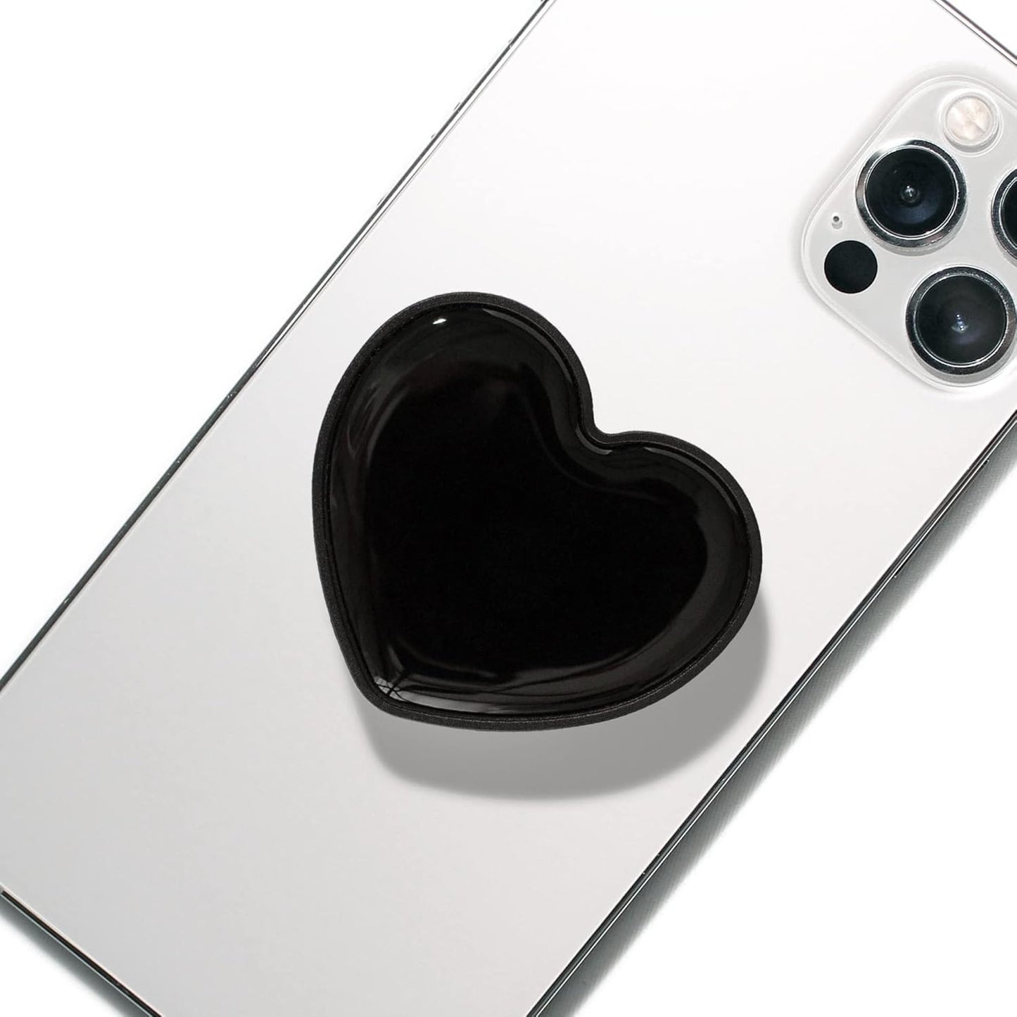 Heart-Shaped Phone Grip and Stand, Black