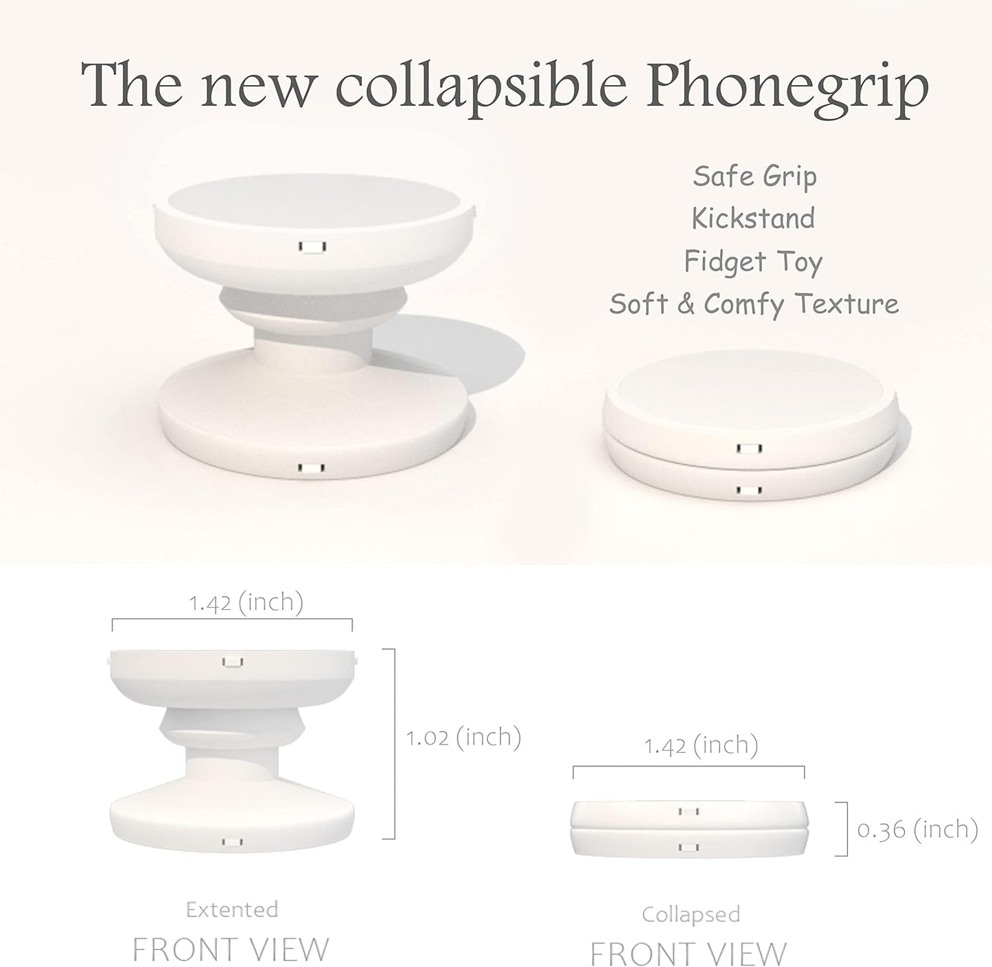 Heart-Shaped Phone Grip and Stand, Black