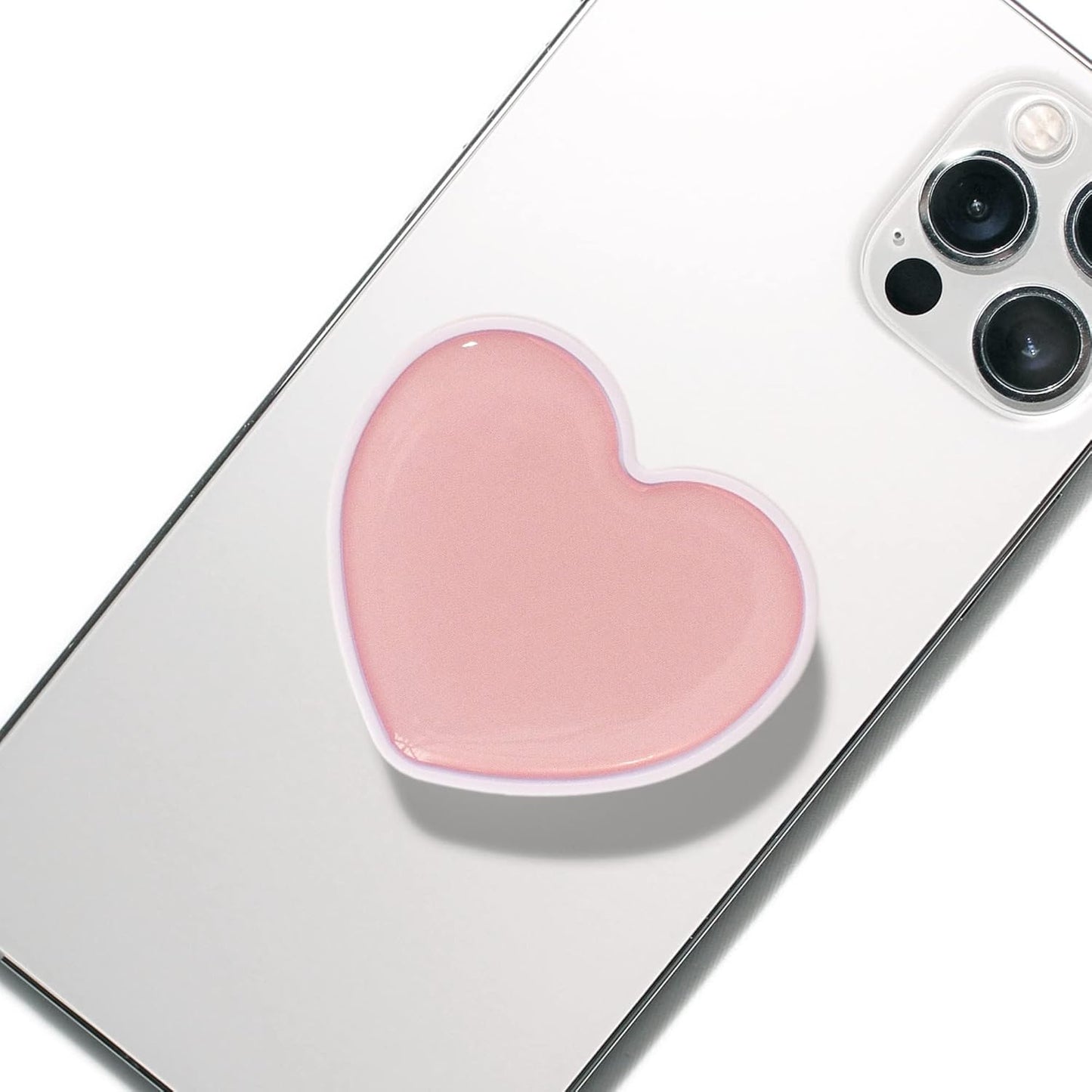 Heart-Shaped Phone Grip and Stand, Collapsible Expandable Design, Pink