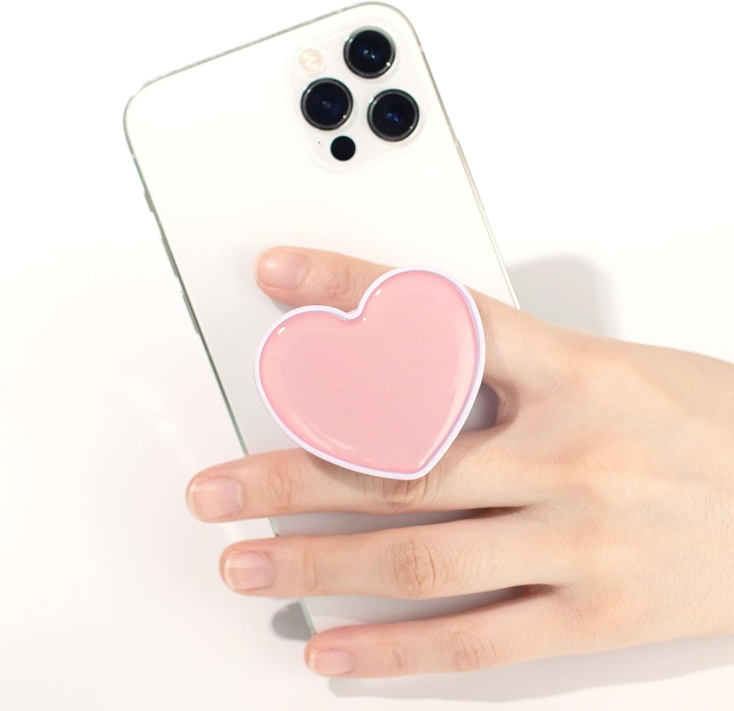 Heart-Shaped Phone Grip and Stand, Collapsible Expandable Design, Pink