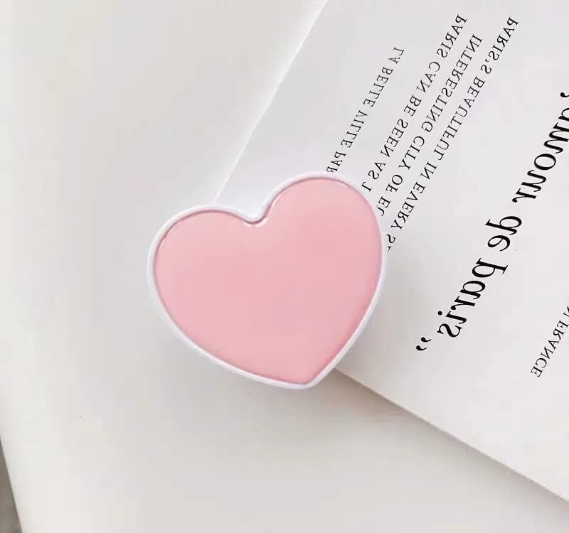 Heart-Shaped Phone Grip and Stand, Collapsible Expandable Design, Pink