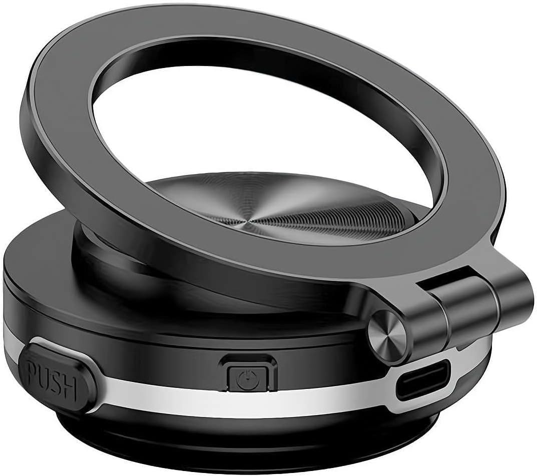 Vacuum Magnetic Suction Cup Phone Car Mount Folding Swivel Stand Rotation Electric Vacuum for MagSafe Stand Universal