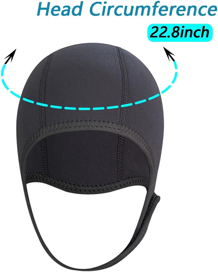 2.5mm Neoprene Dive Cap Surf Cap,Diving Hat,Thermal Wetsuit Hood Cap with Chin Strap,Windproof Cap for Surfing Kayak Rafting Canoe Snorkeling Water Sports