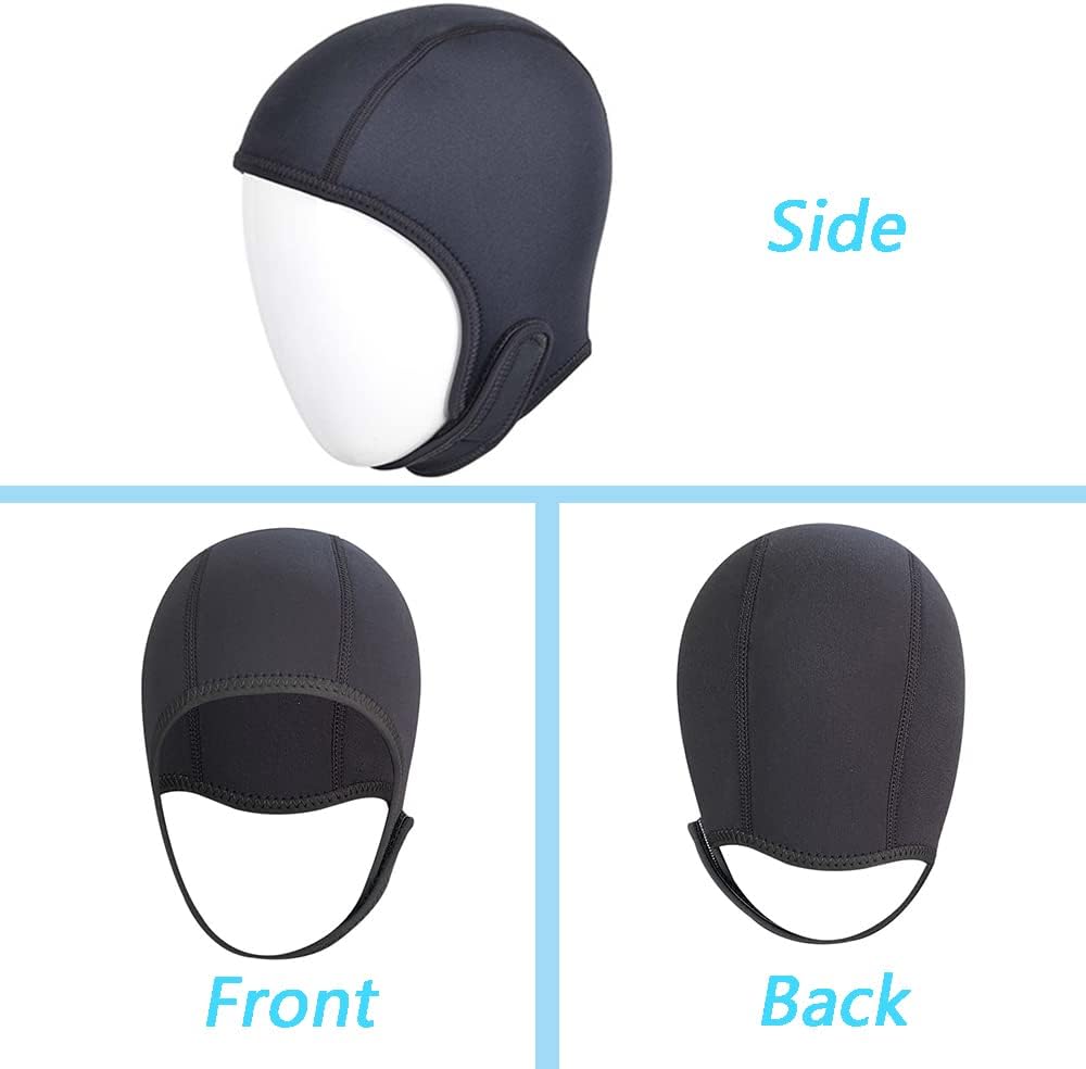 2.5mm Neoprene Dive Cap Surf Cap,Diving Hat,Thermal Wetsuit Hood Cap with Chin Strap,Windproof Cap for Surfing Kayak Rafting Canoe Snorkeling Water Sports