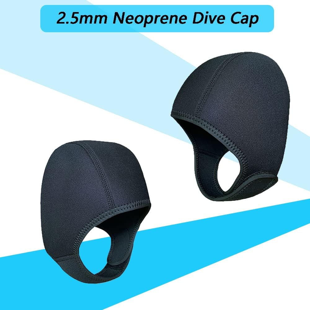 2.5mm Neoprene Dive Cap Surf Cap,Diving Hat,Thermal Wetsuit Hood Cap with Chin Strap,Windproof Cap for Surfing Kayak Rafting Canoe Snorkeling Water Sports