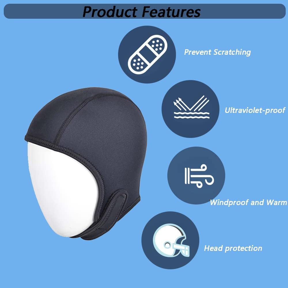 2.5mm Neoprene Dive Cap Surf Cap,Diving Hat,Thermal Wetsuit Hood Cap with Chin Strap,Windproof Cap for Surfing Kayak Rafting Canoe Snorkeling Water Sports