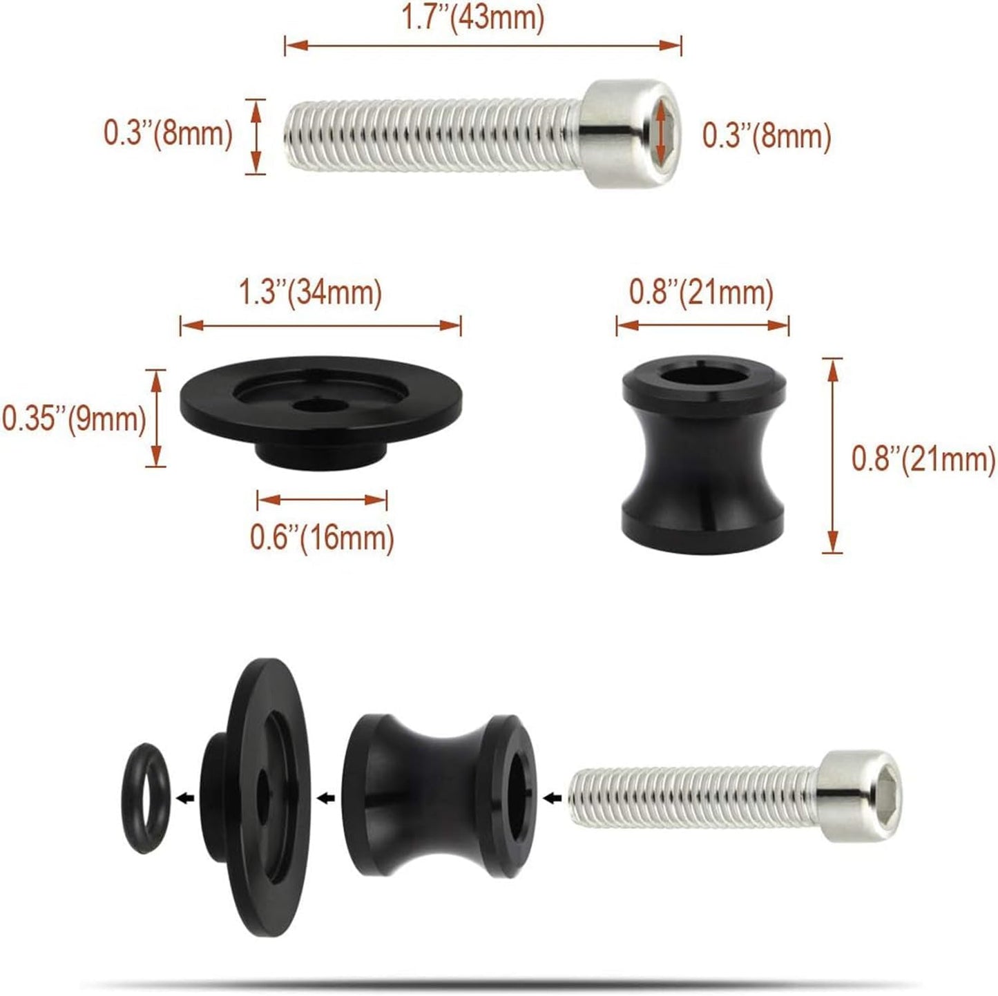 2 PCS Swing Arm Spool, 8/10mm Motorcycle CNC Rear Stand, Swing Arm Spool Sliders Stand Swing arm Bobbins Compatible for Ducati Triumph Honda Kawasaki BMW Suzuki (8MM)