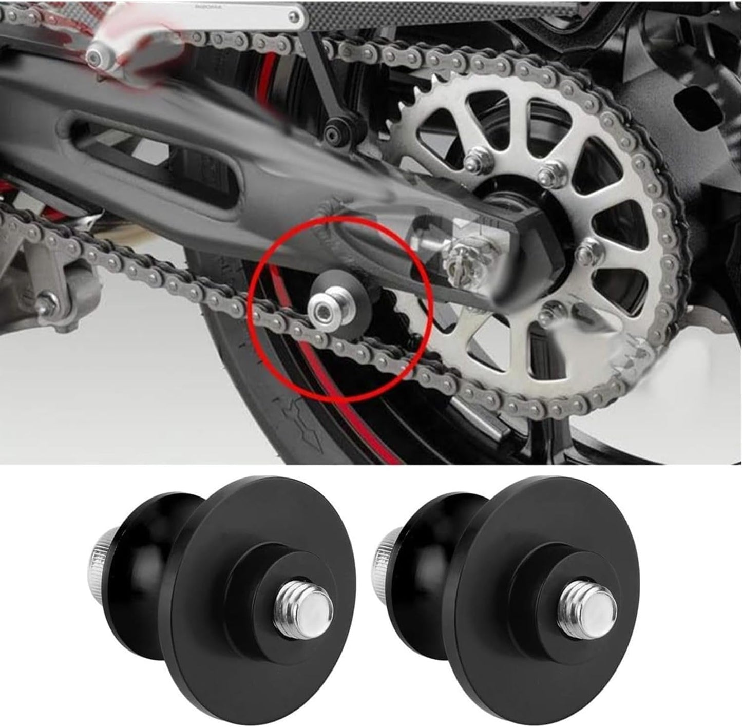 2 PCS Swing Arm Spool, 8/10mm Motorcycle CNC Rear Stand, Swing Arm Spool Sliders Stand Swing arm Bobbins Compatible for Ducati Triumph Honda Kawasaki BMW Suzuki (8MM)