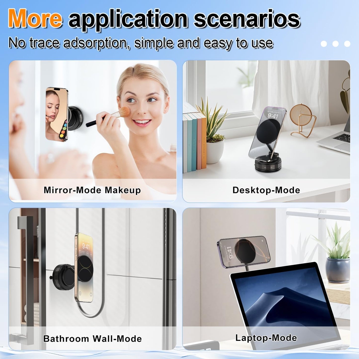 Vacuum Magnetic Car Phone Holder for Magsafe, 360° Adjustable Mount[90+LBS Suction & 2500gf Magnetic], Cell Holders Your Mount iPhone Android -