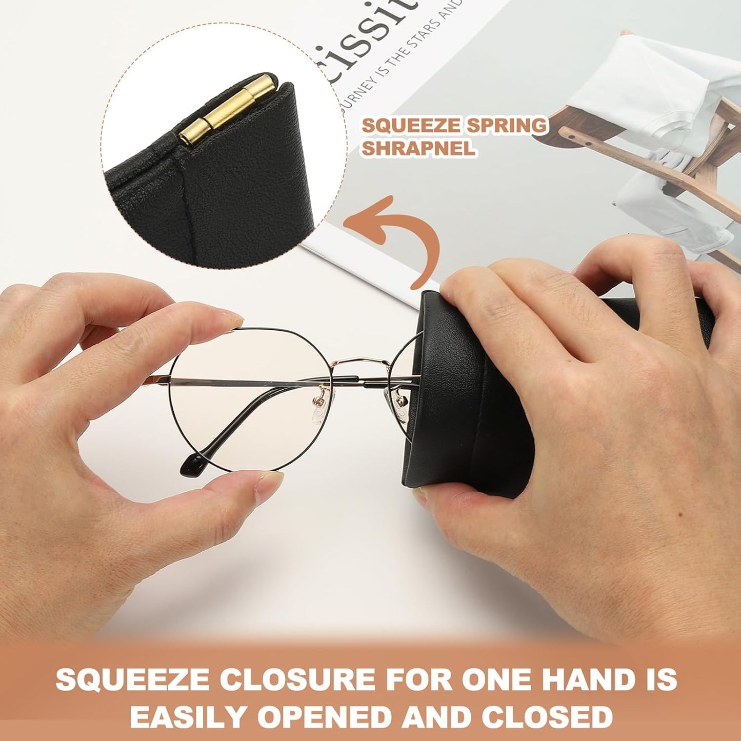Squeeze Top Sunglass Pouch, PU Leather Soft Eyeglass Pouch Portable Travel Sunglasses Pouch(2 Set) White/Pink White -