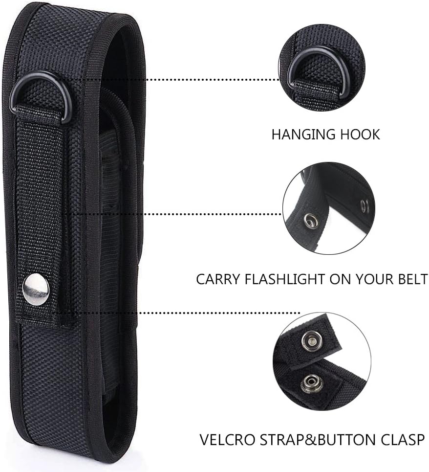 2 Pcs Flashlight Holster Pouch Holder Flash Light Belt Carry Case for 5"-7" Tactical with Stretch Capability