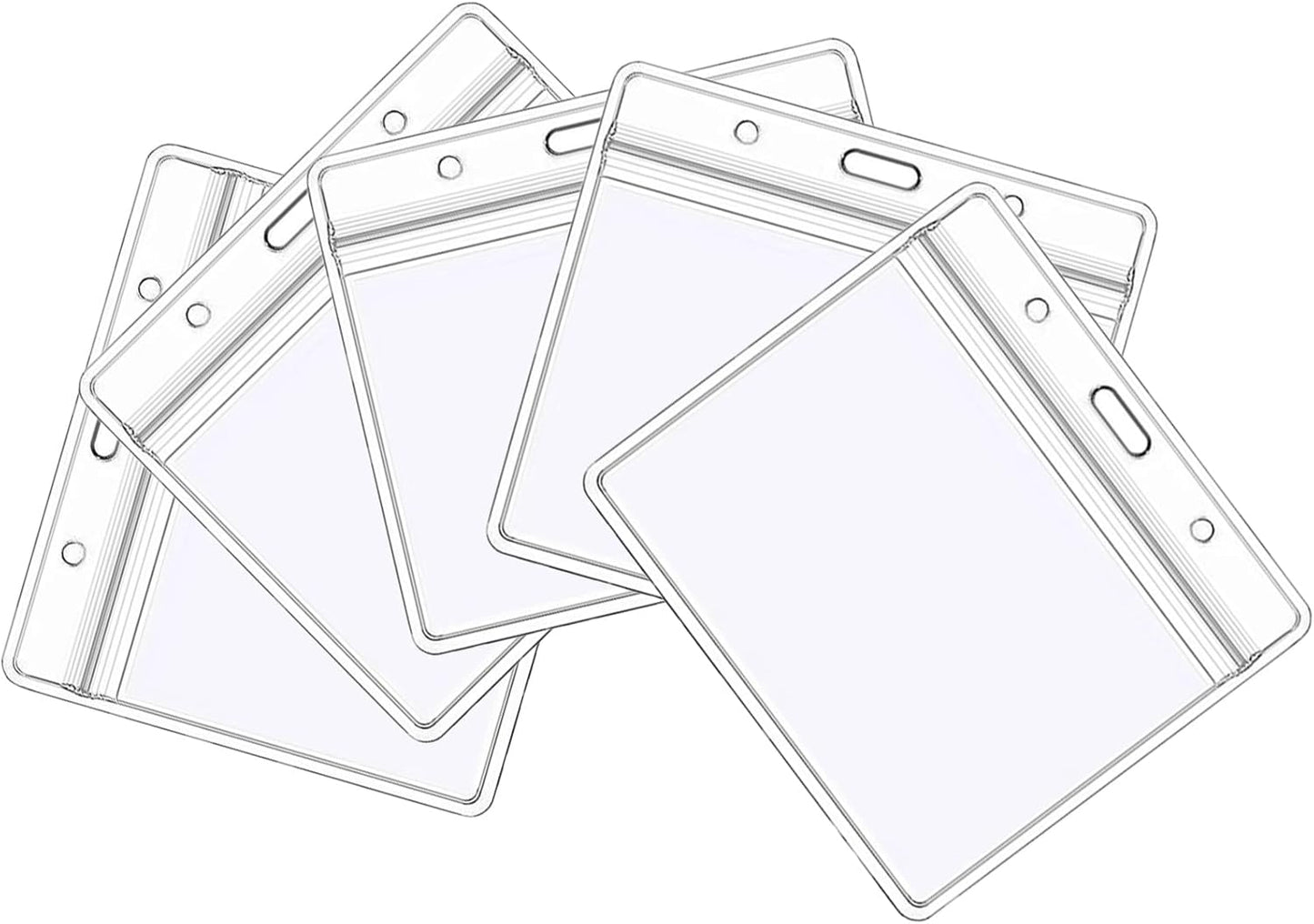 5-piece plastic card holder - clear waterproof plastic badge holder - clear branded badge ID holder - wallet holder - double-sided badge holder - lanyard card holder for home, office and school