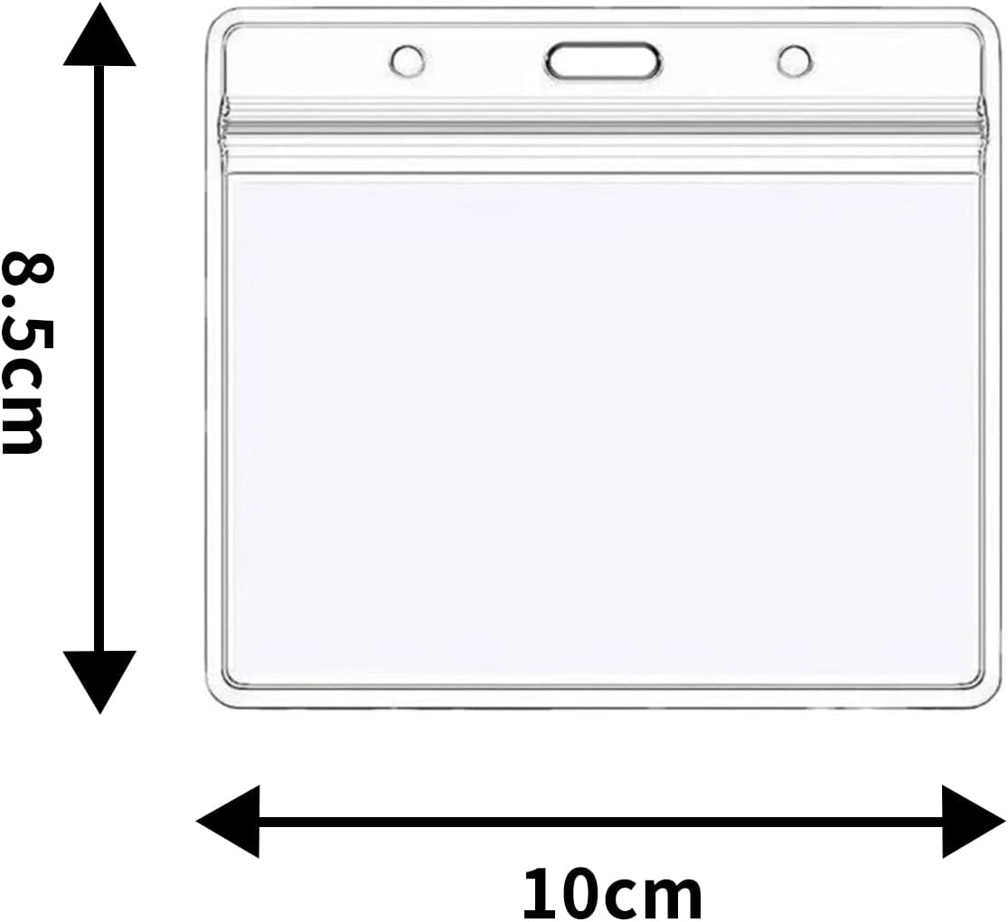 5-piece plastic card holder - clear waterproof plastic badge holder - clear branded badge ID holder - wallet holder - double-sided badge holder - lanyard card holder for home, office and school