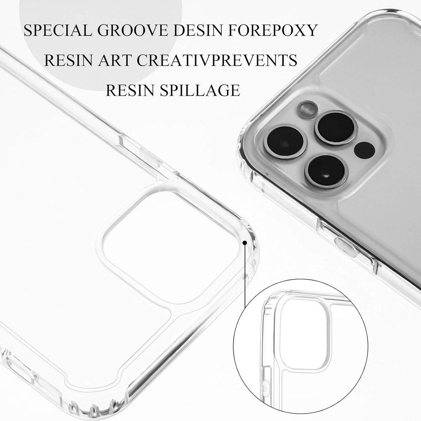 4 Pieces Clear DIY Phone Case Compatible with iPhone 12/12 Pro 6. 1 Inch Transparent Epoxy Resin Anti-Slip Mobile Phone Junk Cases Including 2 Hard Shells and 2 Sot Shells