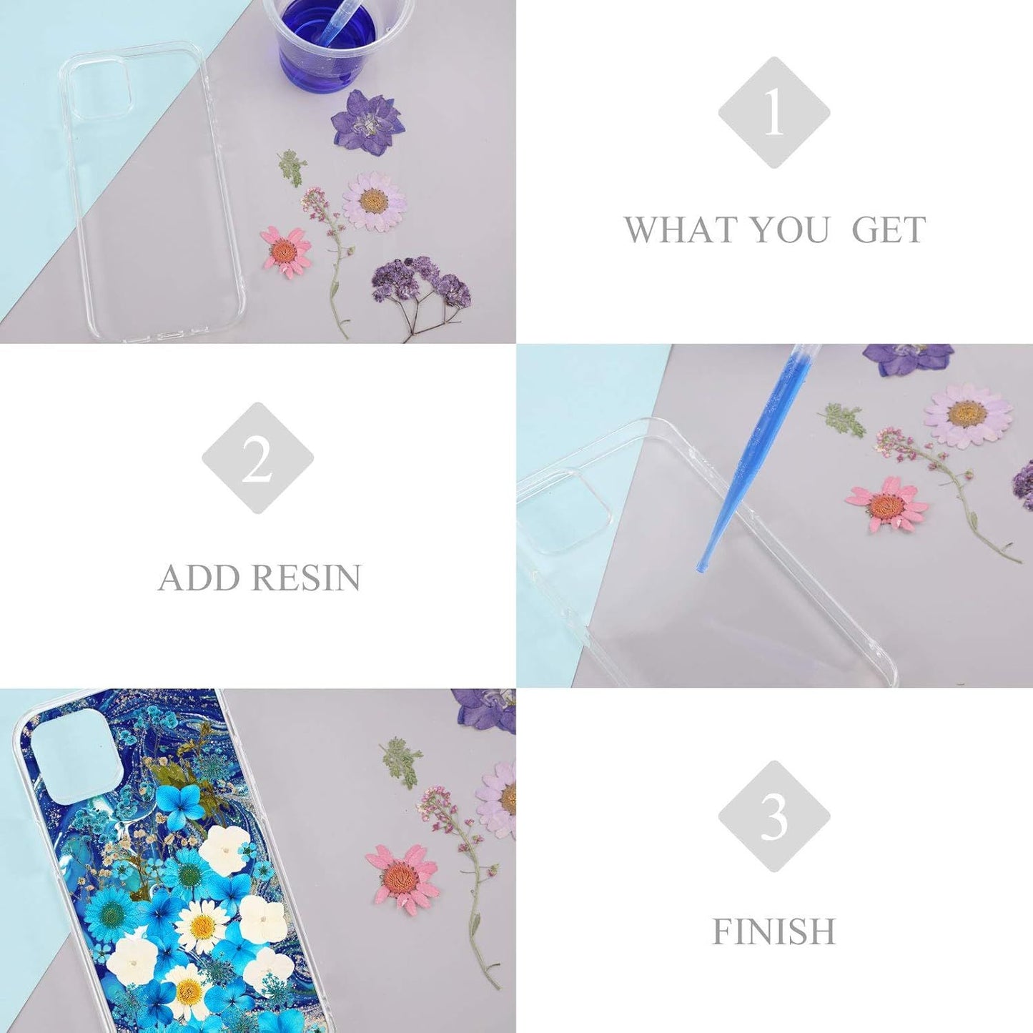 4 Pieces Clear DIY Phone Case Compatible with iPhone 12/12 Pro 6. 1 Inch Transparent Epoxy Resin Anti-Slip Mobile Phone Junk Cases Including 2 Hard Shells and 2 Sot Shells