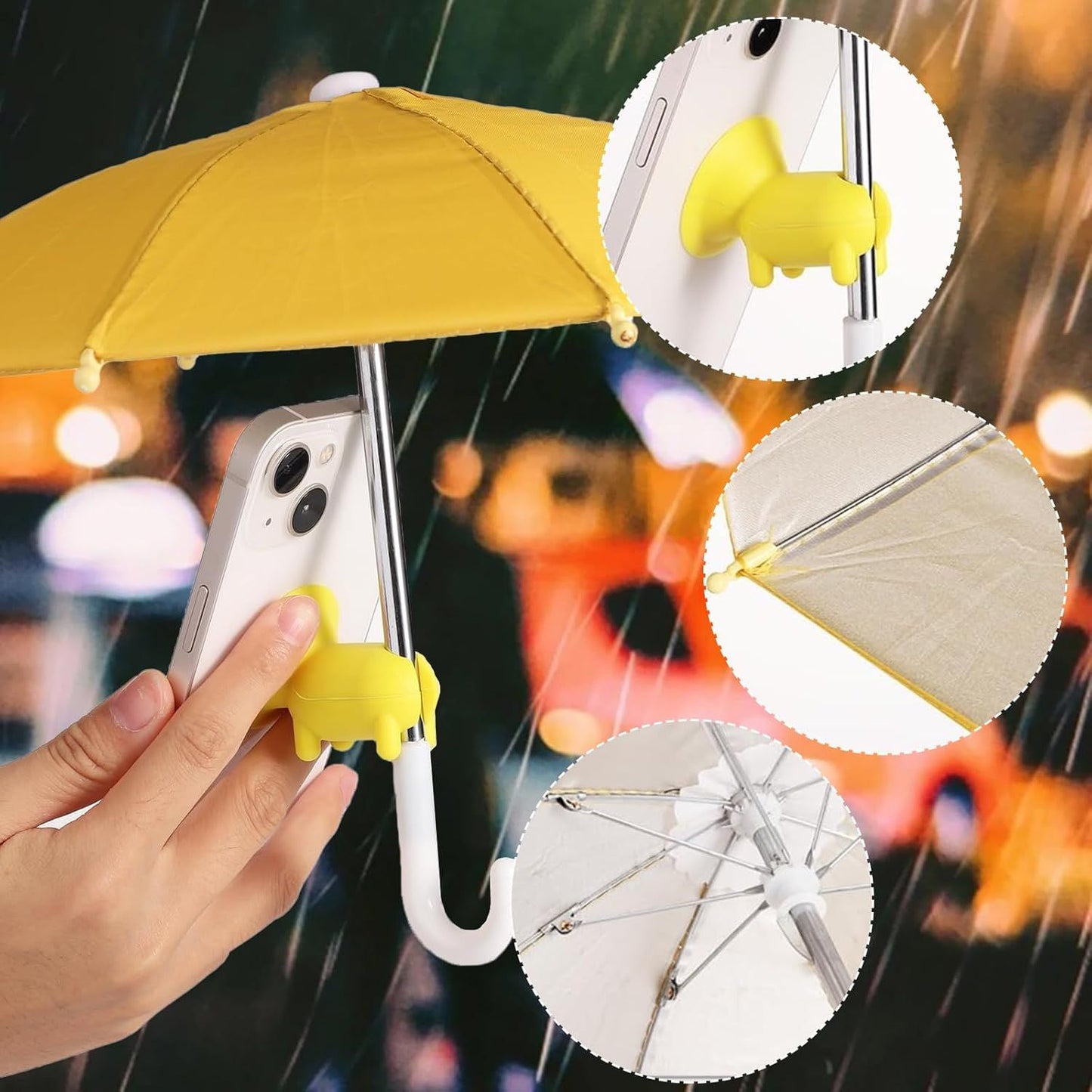 2pcs Cell Phone Umbrella or Sun Shade, Universal Adjustable Cute Phone Shade Umbrella with Piggy Style Suction Cup, Outdoor Anti-Glare Stand Sun Visor (Yellow & Pink)