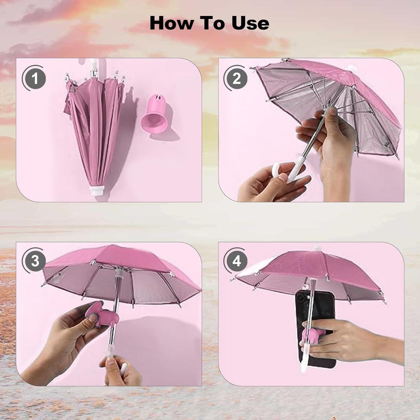 2pcs Cell Phone Umbrella or Sun Shade, Universal Adjustable Cute Phone Shade Umbrella with Piggy Style Suction Cup, Outdoor Anti-Glare Stand Sun Visor (Yellow & Pink)