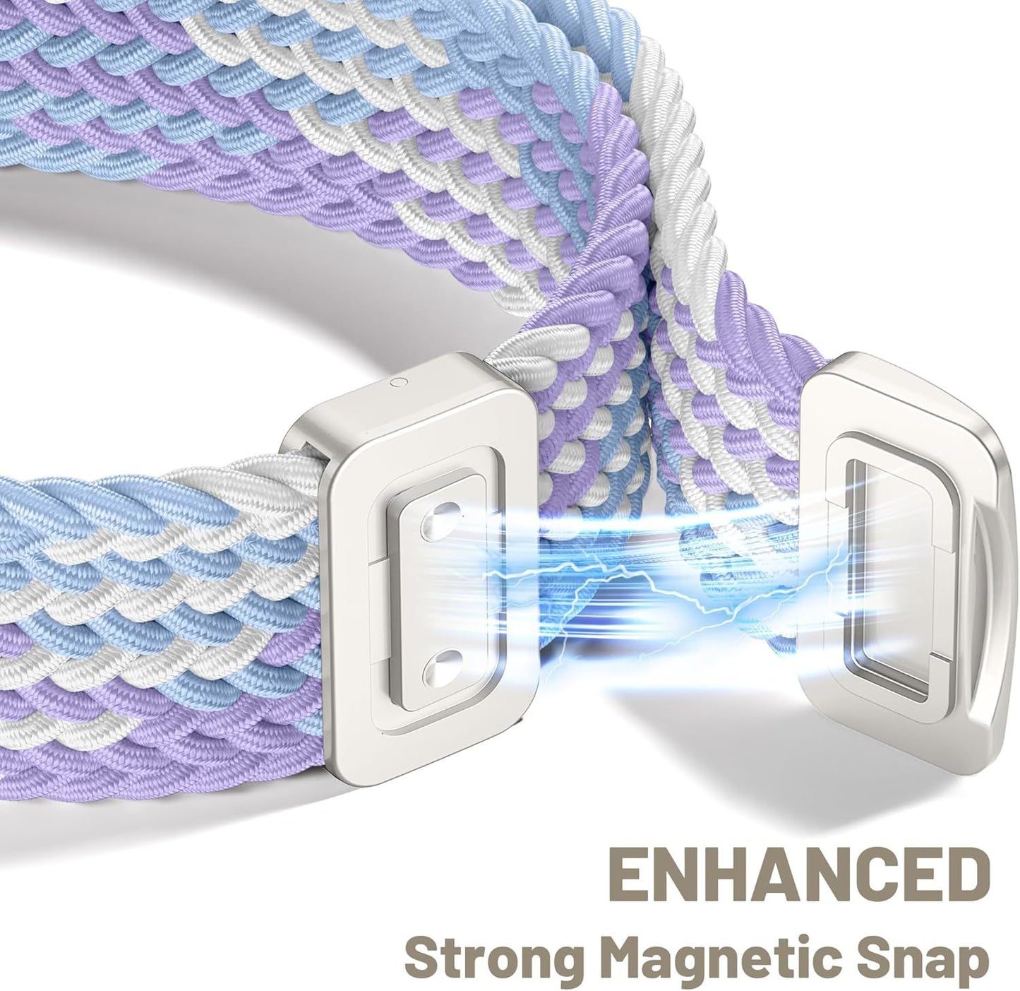 Magnetic Braided Band Compatible with Samsung Galaxy Watch 8 Band 40mm 44mm/Galaxy Watch 8 Classic 46mm Women Men, Stretchy Nylon Fabric Sport Strap No Gap Soft Comfort Wristband Accessories