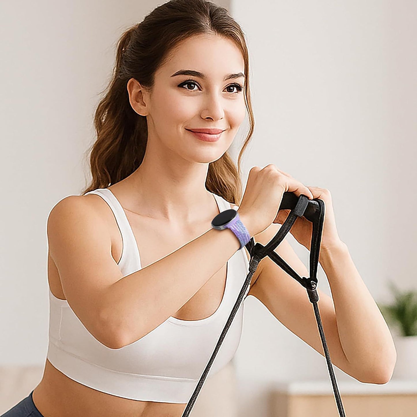 Magnetic Braided Band Compatible with Samsung Galaxy Watch 8 Band 40mm 44mm/Galaxy Watch 8 Classic 46mm Women Men, Stretchy Nylon Fabric Sport Strap No Gap Soft Comfort Wristband Accessories