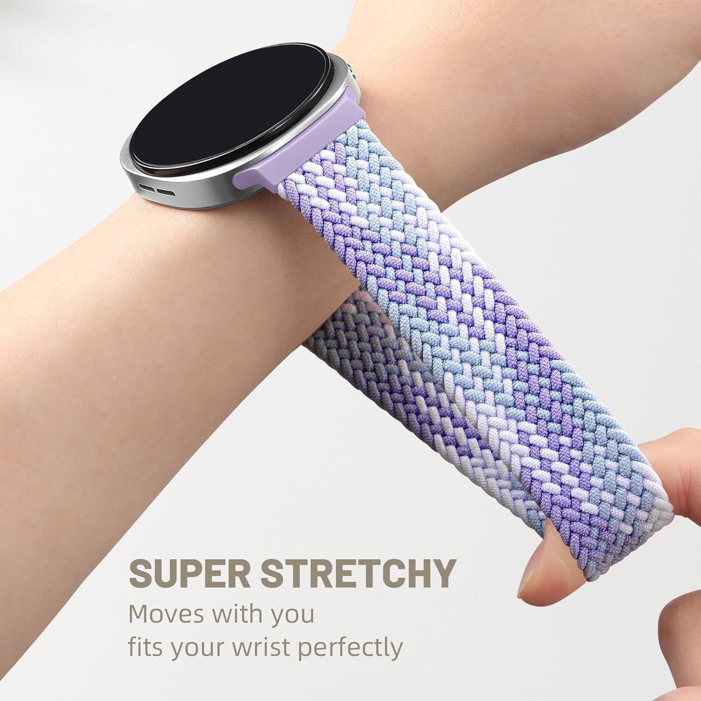 Magnetic Braided Band Compatible with Samsung Galaxy Watch 8 Band 40mm 44mm/Galaxy Watch 8 Classic 46mm Women Men, Stretchy Nylon Fabric Sport Strap No Gap Soft Comfort Wristband Accessories