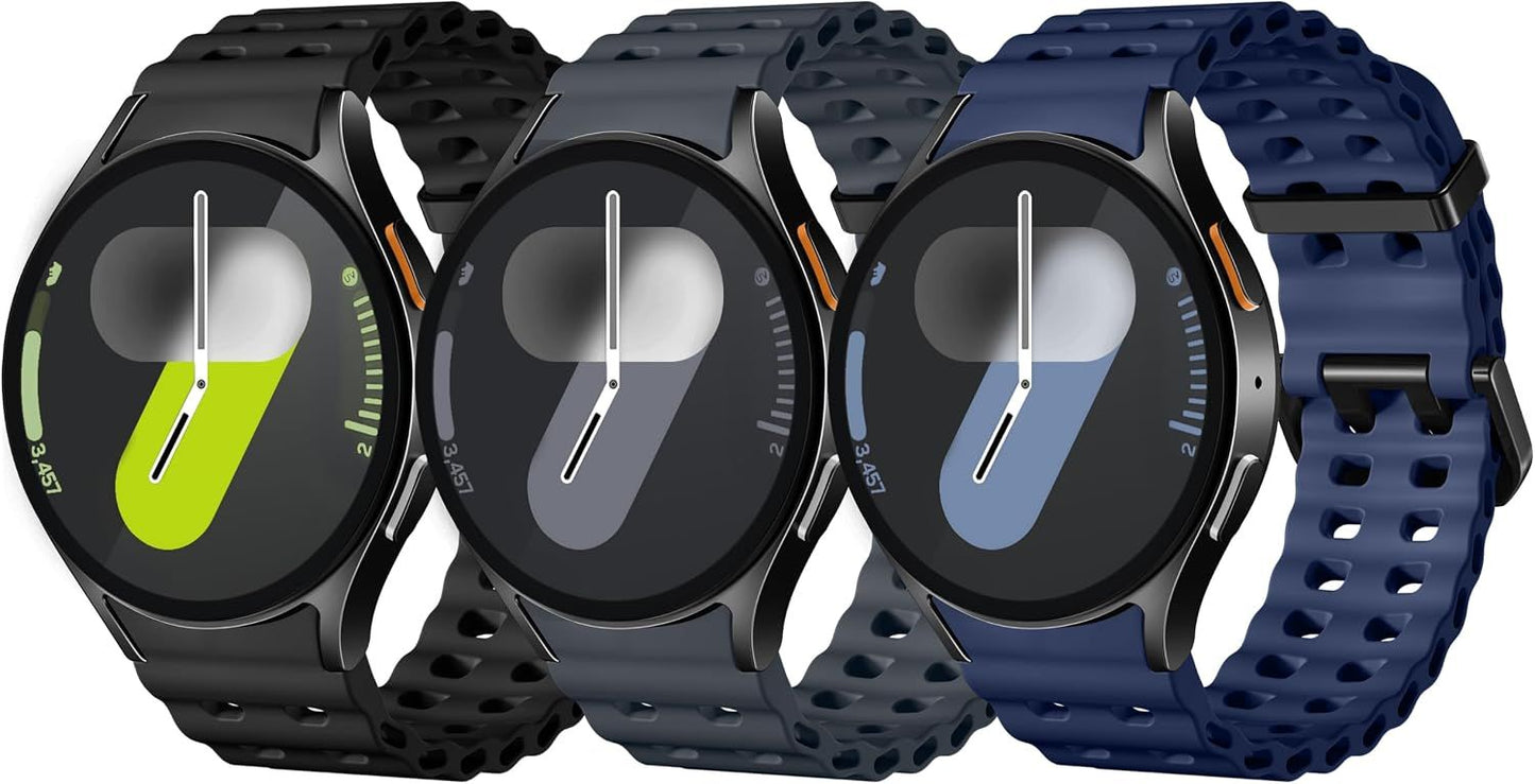Sport Band for Samsung Galaxy Watch 7 6 5 4 Watch 6 4 Classic Watch 5 Pro | 20mm No Gap Bands for Samsung Watch Band, Soft Durable Silicone Strap for Galaxy Watch 7 Band Men, Breathable, Waterproof