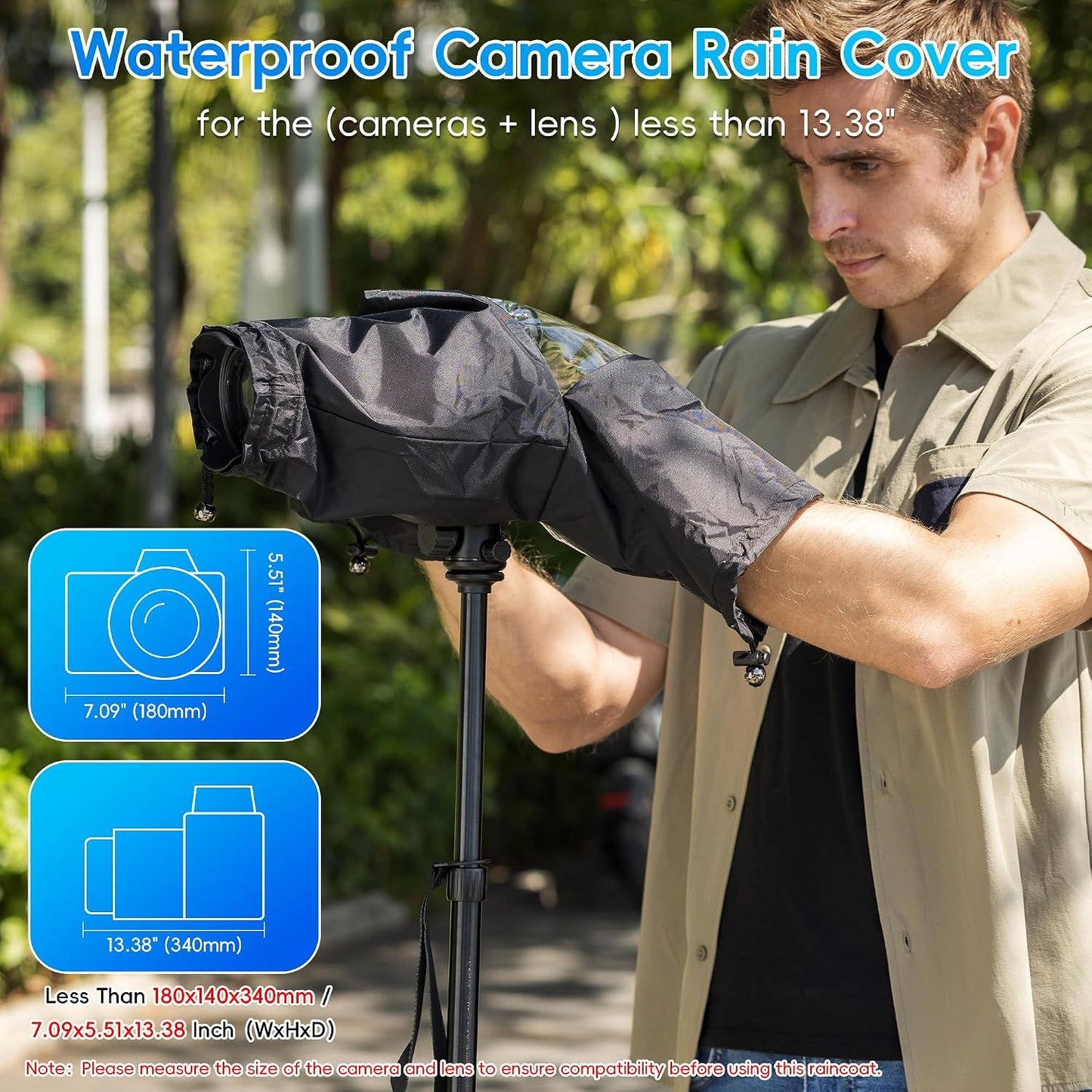 Professional Waterproof Camera Rain Cover for Canon for Nikon for Sony for Fujifilm and More DSLR Mirrorless Cameras with Lens, Camera Accessories for Photography