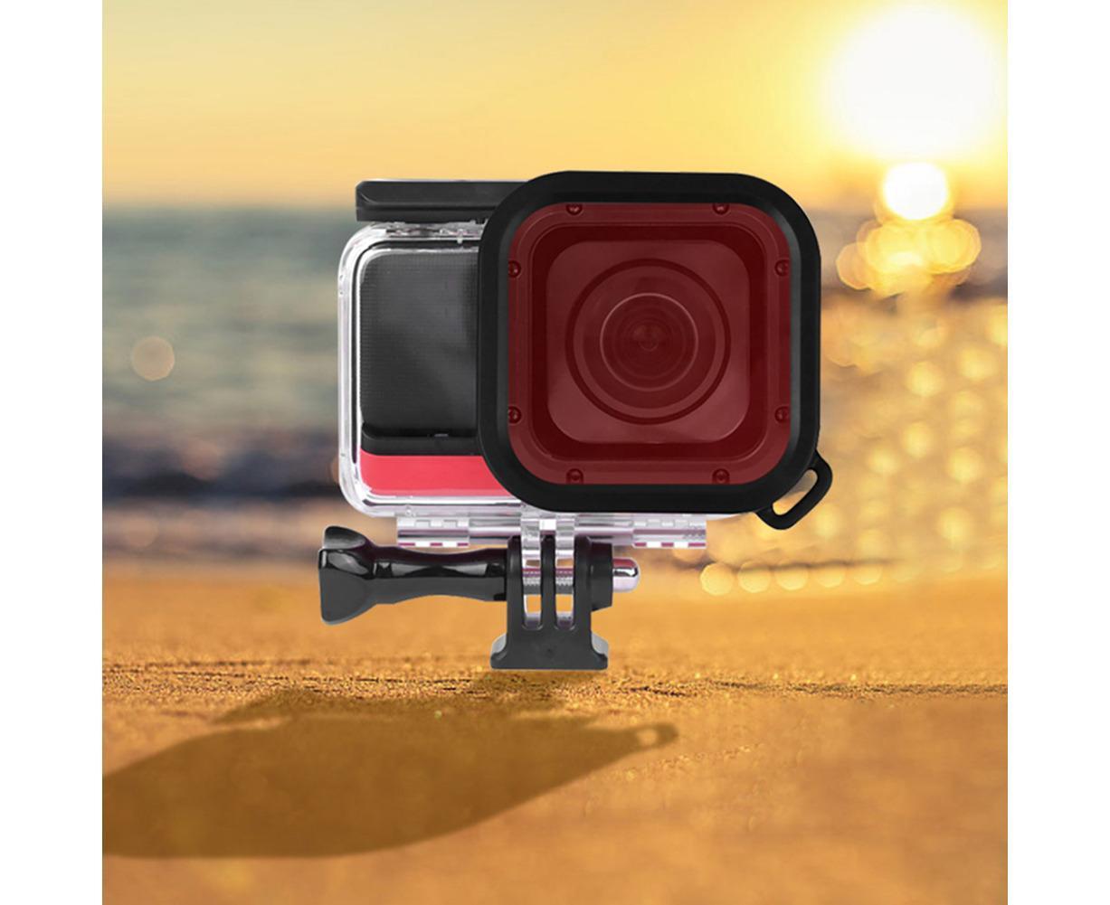 3Pcs Diving Waterproof Housing Case Lens Filter Set for Insta360 One R Camera Red+Pink+Purple