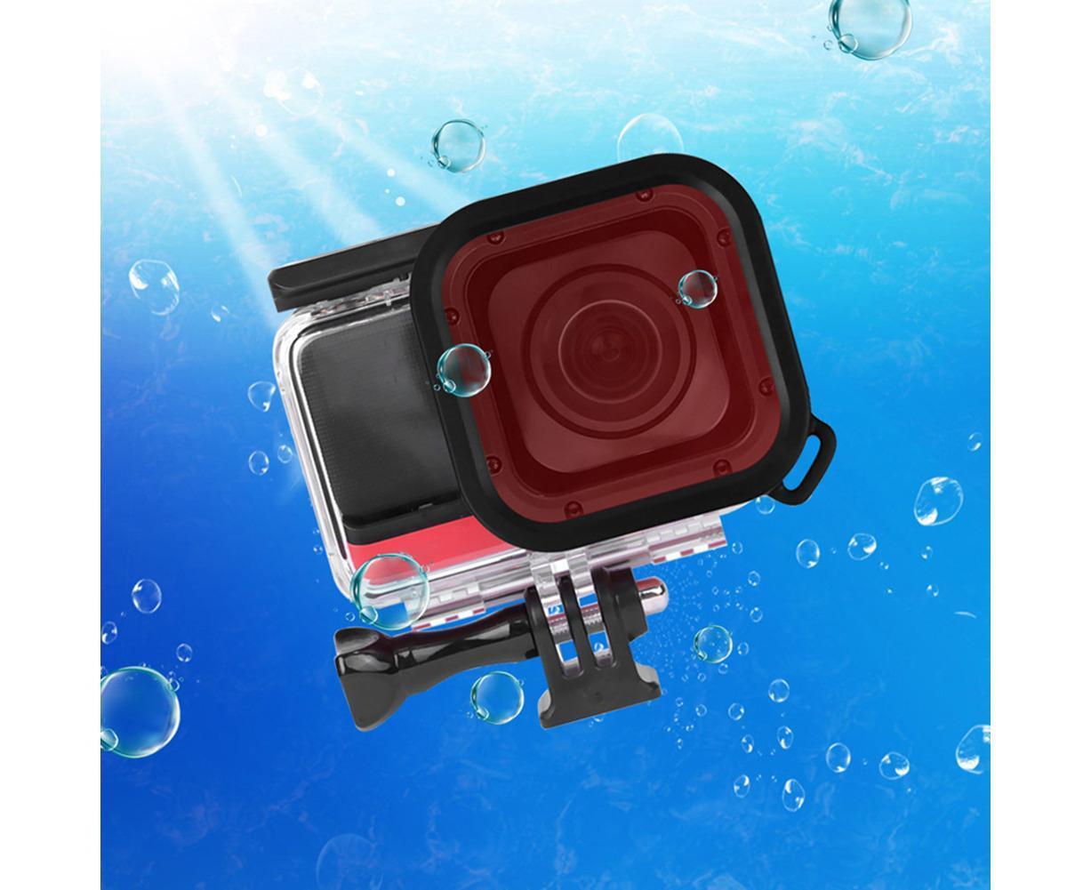 3Pcs Diving Waterproof Housing Case Lens Filter Set for Insta360 One R Camera Red+Pink+Purple