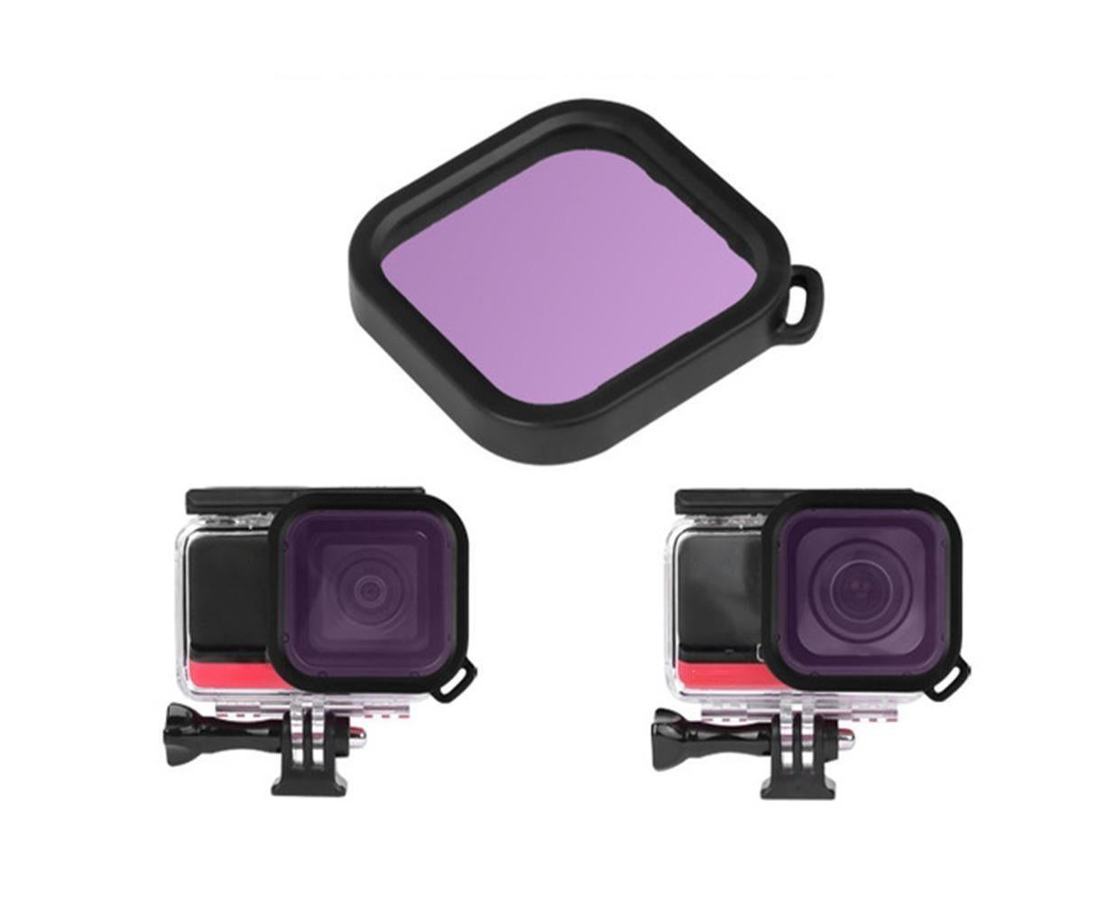 3Pcs Diving Waterproof Housing Case Lens Filter Set for Insta360 One R Camera Red+Pink+Purple