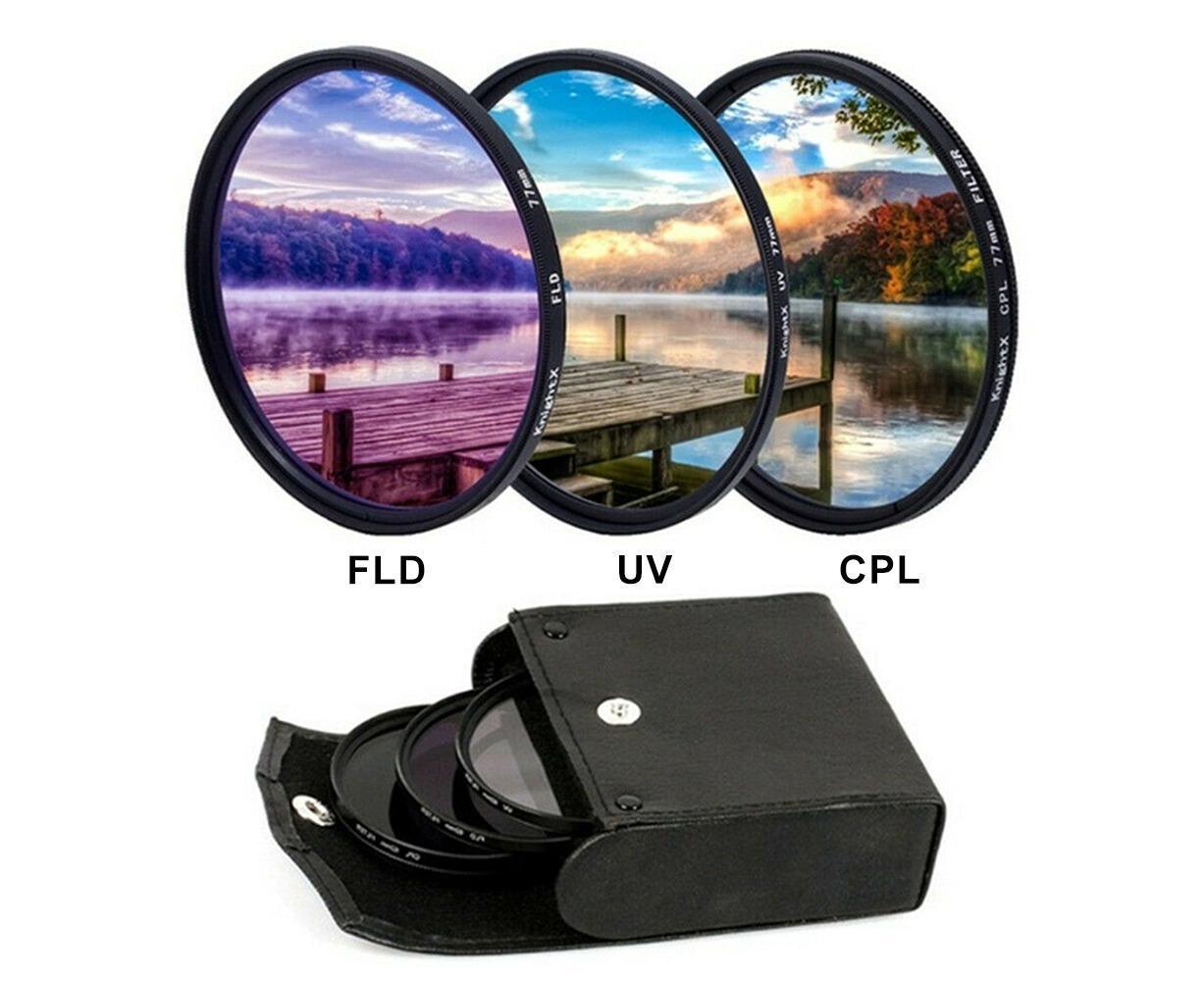 Professional UV CPL Polarizer FLD Photo Photography Filter Kit for SLR Camera