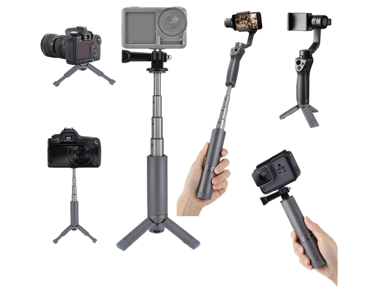 Portable Sport Camera Holder Stand Selfie Stick Mini Tripod for DJI OSMO Action Silver Grey