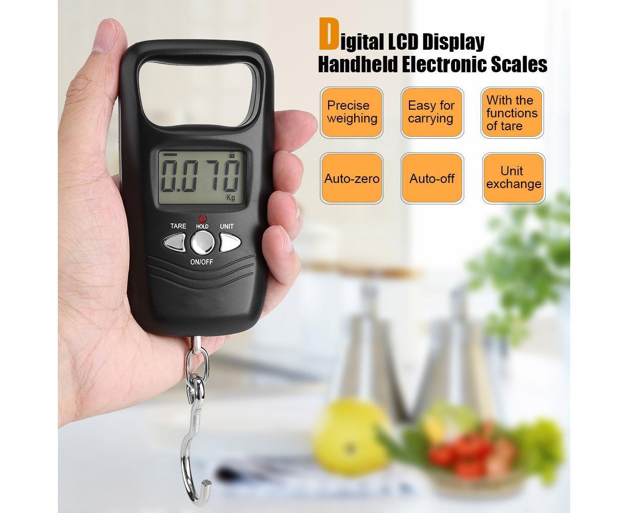 WEIHENG 50kg LCD Digital Hanging Luggage Electronic Pocket Hook Scale with Backlight (Black)