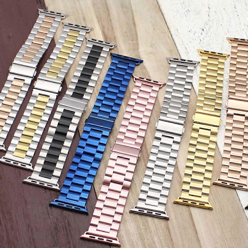 Compatible with Apple Watch Band Replacement Stainless Steel Metal Band-middle gold38-40mm