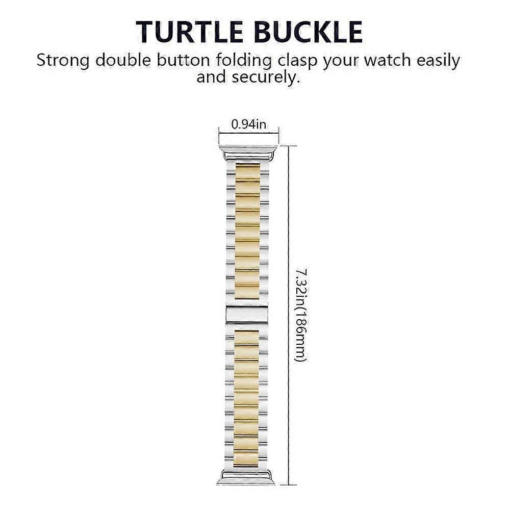 Compatible with Apple Watch Band Replacement Stainless Steel Metal Band-middle gold38-40mm